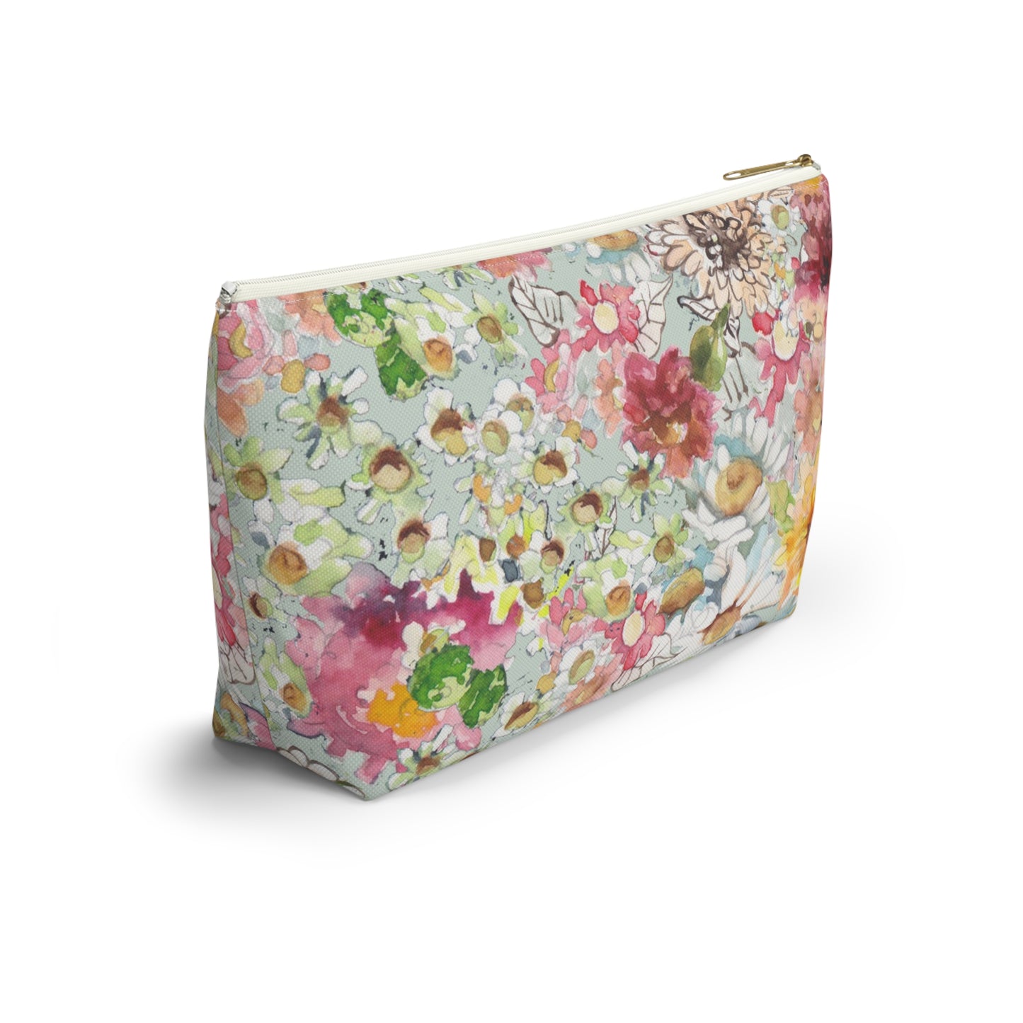 Farmhouse Floral Accessory Pouch w T-bottom