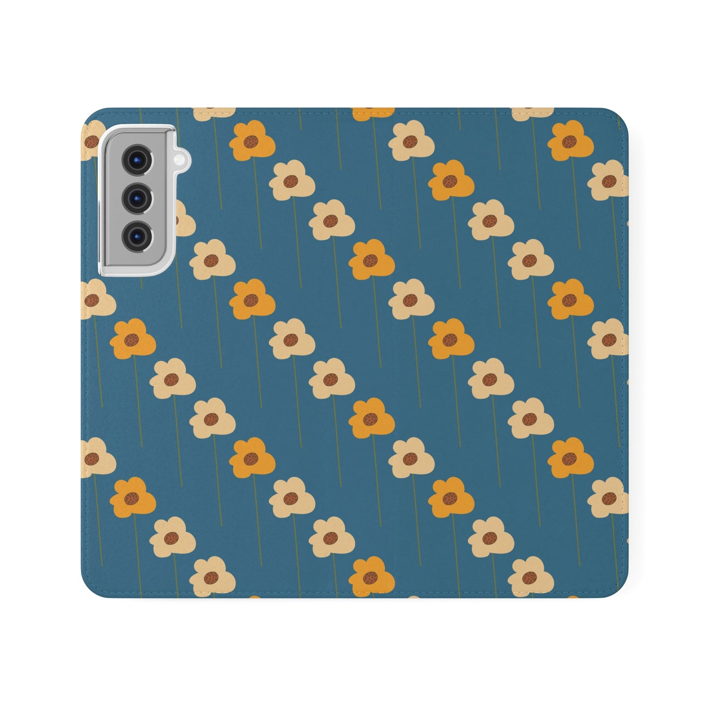 Yellow Wildflowers on Blue Flip Cases for Samsung