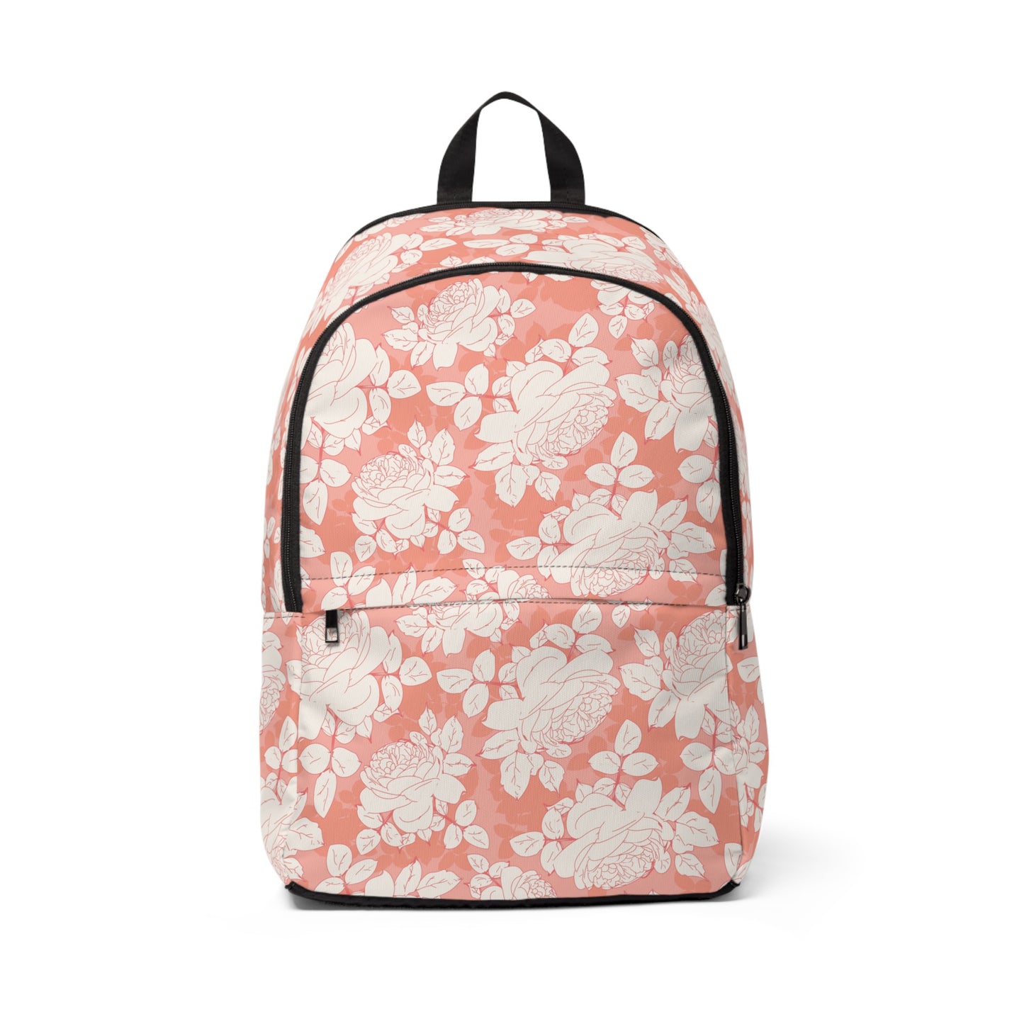 Peach and Cream Roses Fabric Backpack