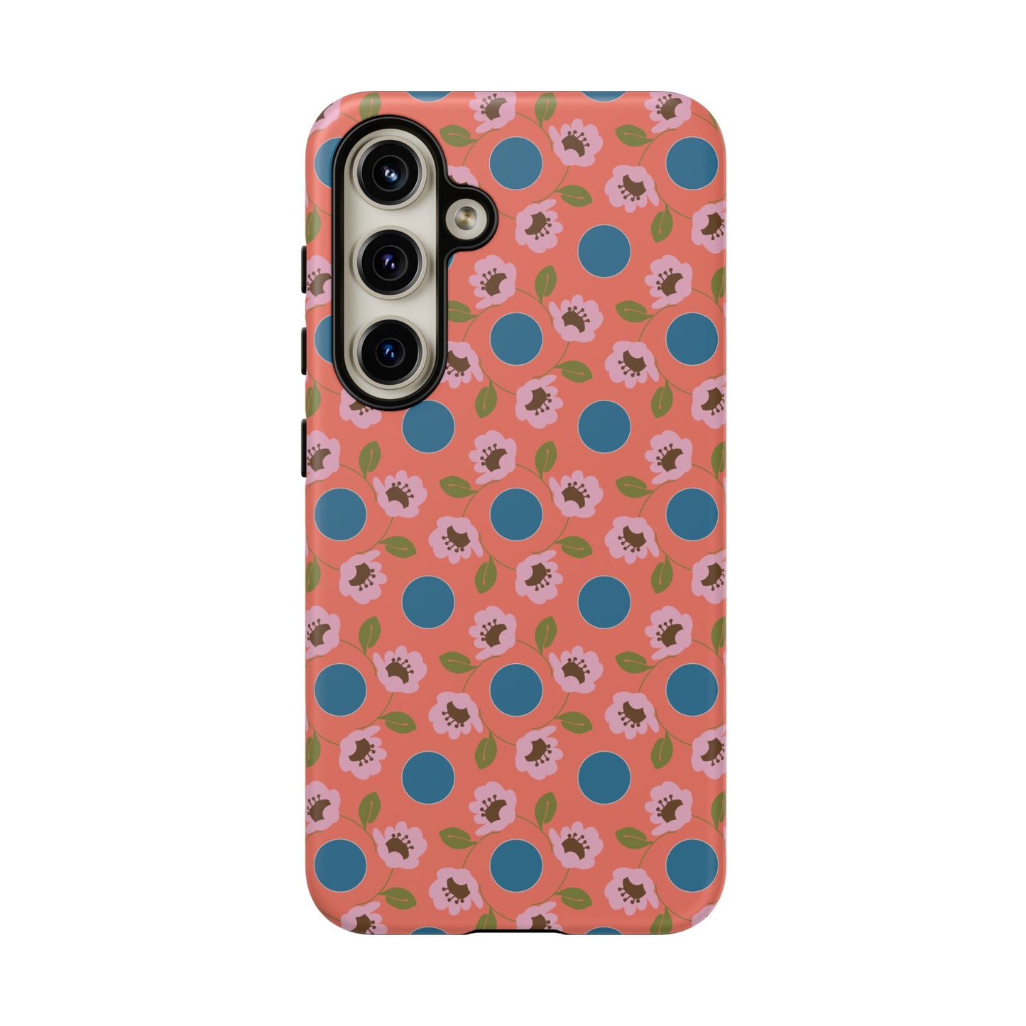 Wildflowers with Dots in Coral and Blue Tough Cases for Samsung