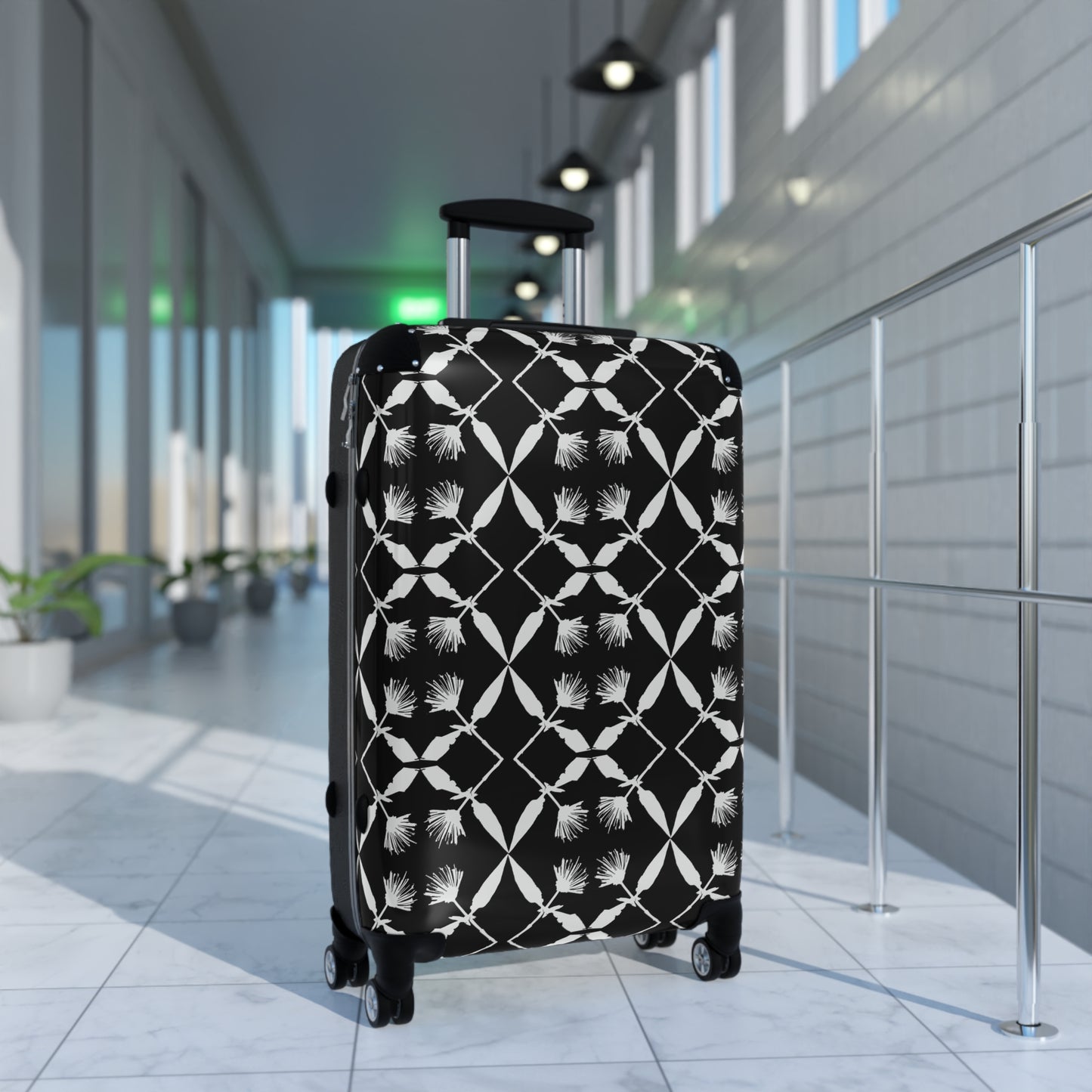 Black and White Floral Suitcase