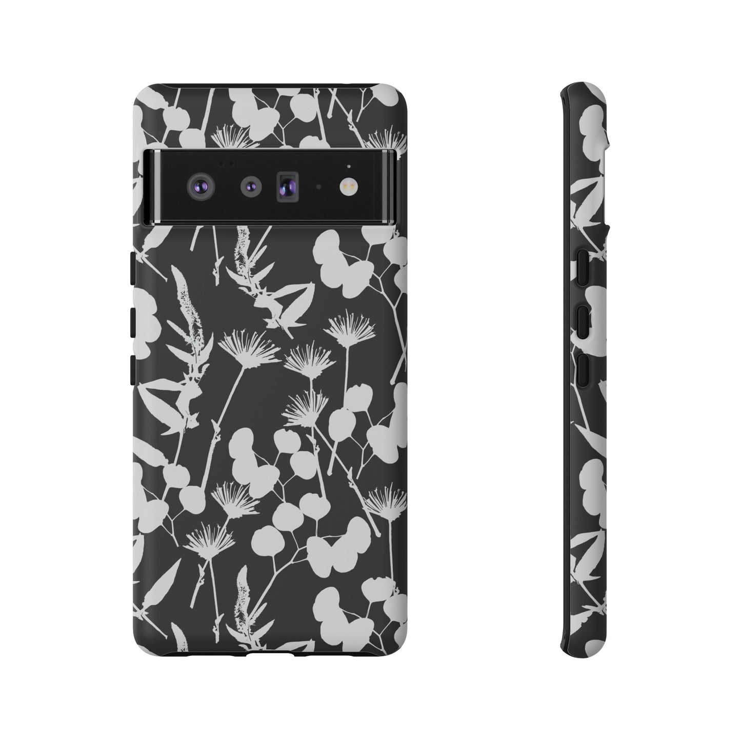 Black and White Floral Tough Cases for Google Pixel