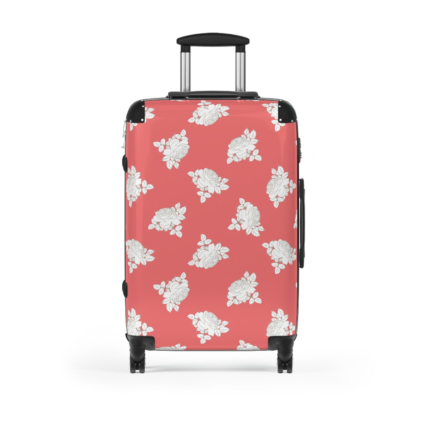 Cream Roses on Bright Coral Suitcase