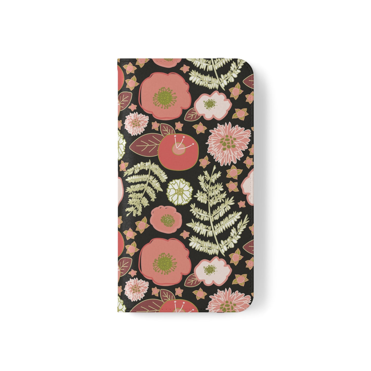 Coral Flowers on Black Flip Cases for Samsung