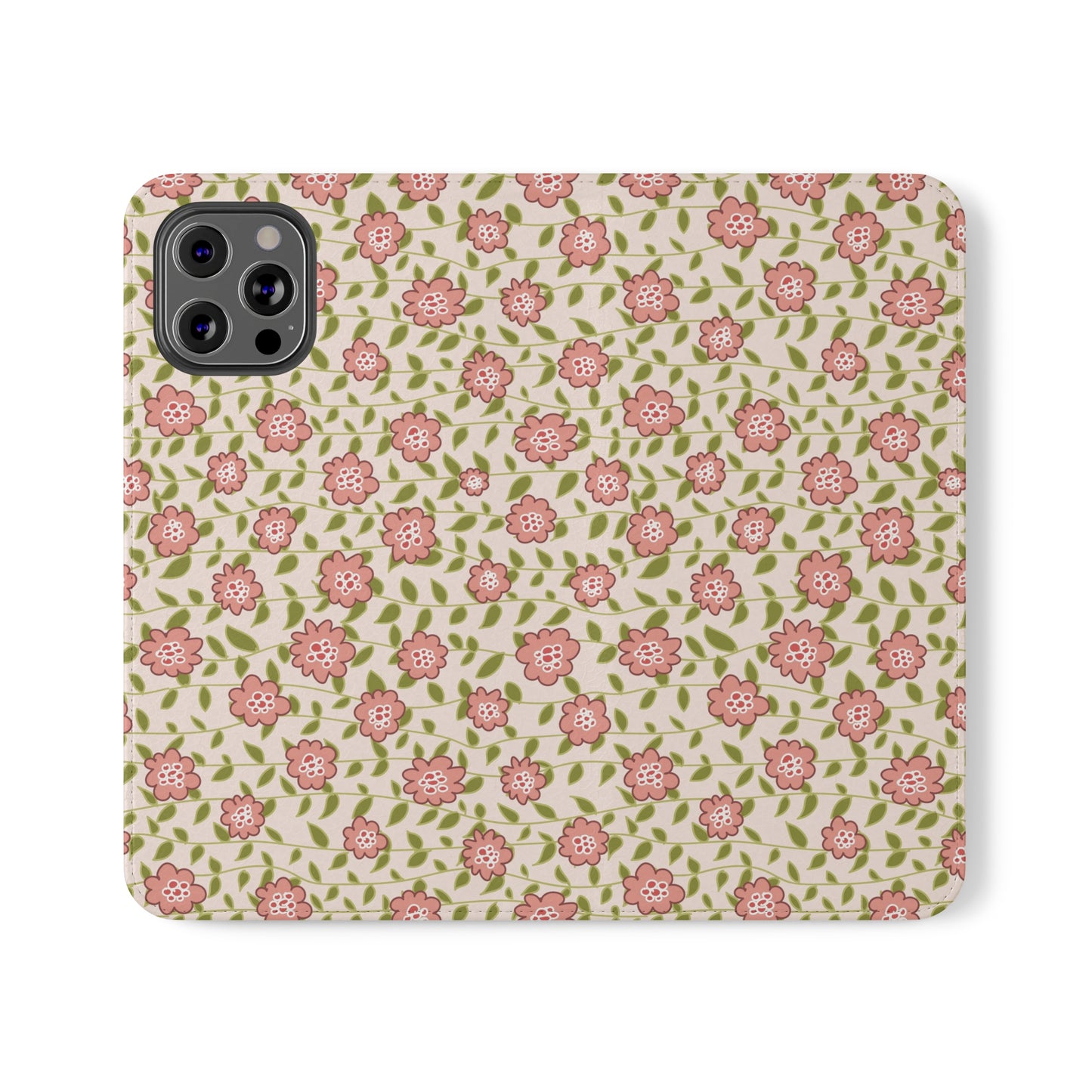 Coral Flowers on Cream Flip Cases for iPhone