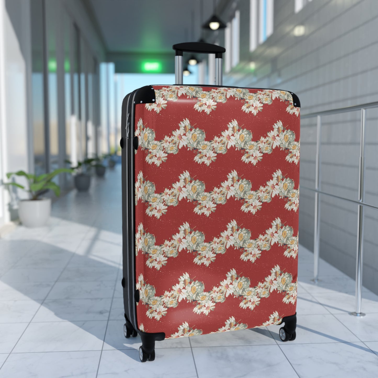 Daisies, Zig Zag Stripe Suitcase