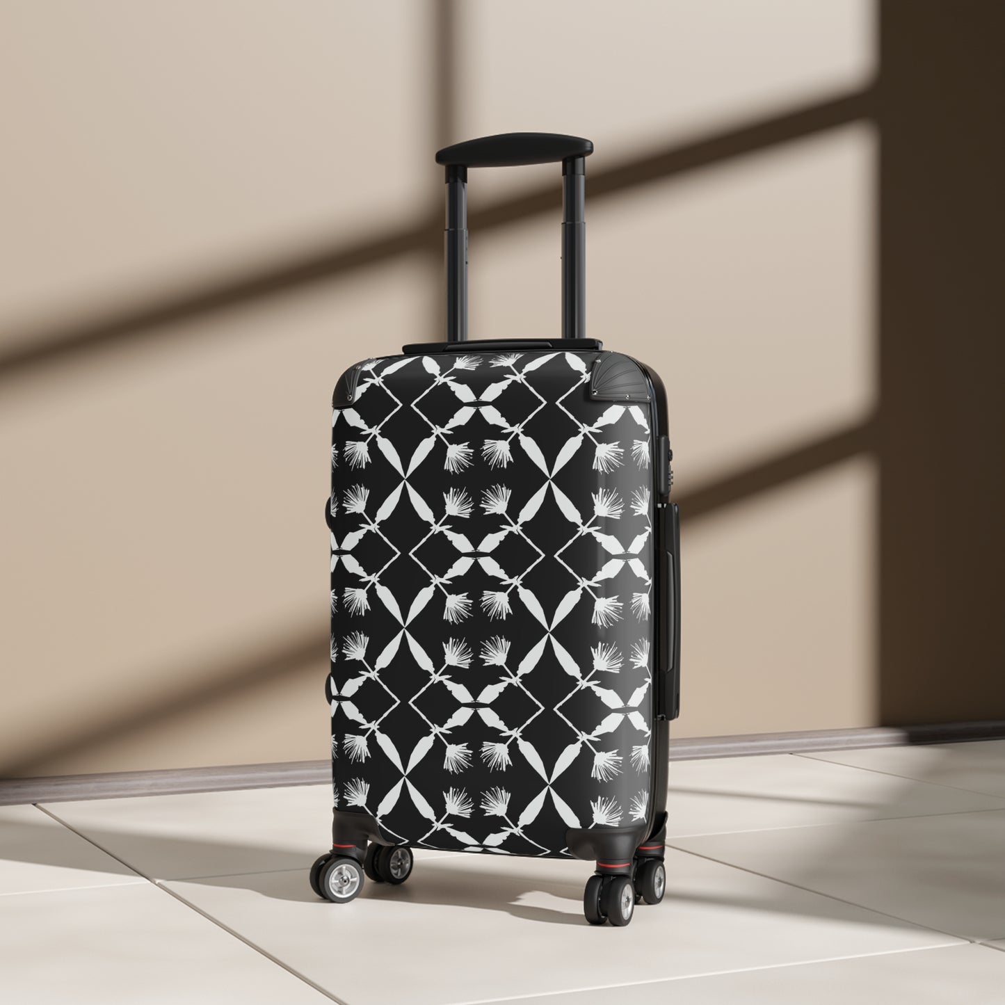 Black and White Floral Suitcase