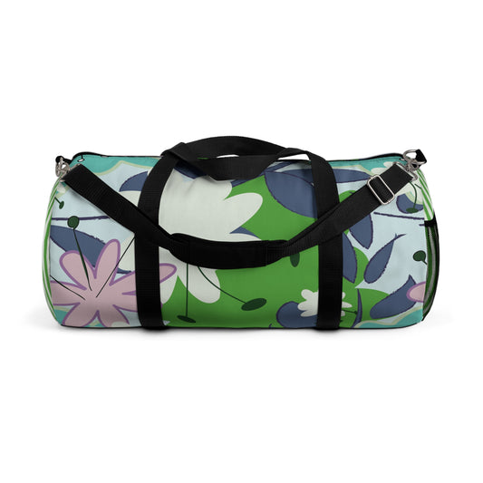 Mid Mod Floral in Blue and Green Duffel Bag