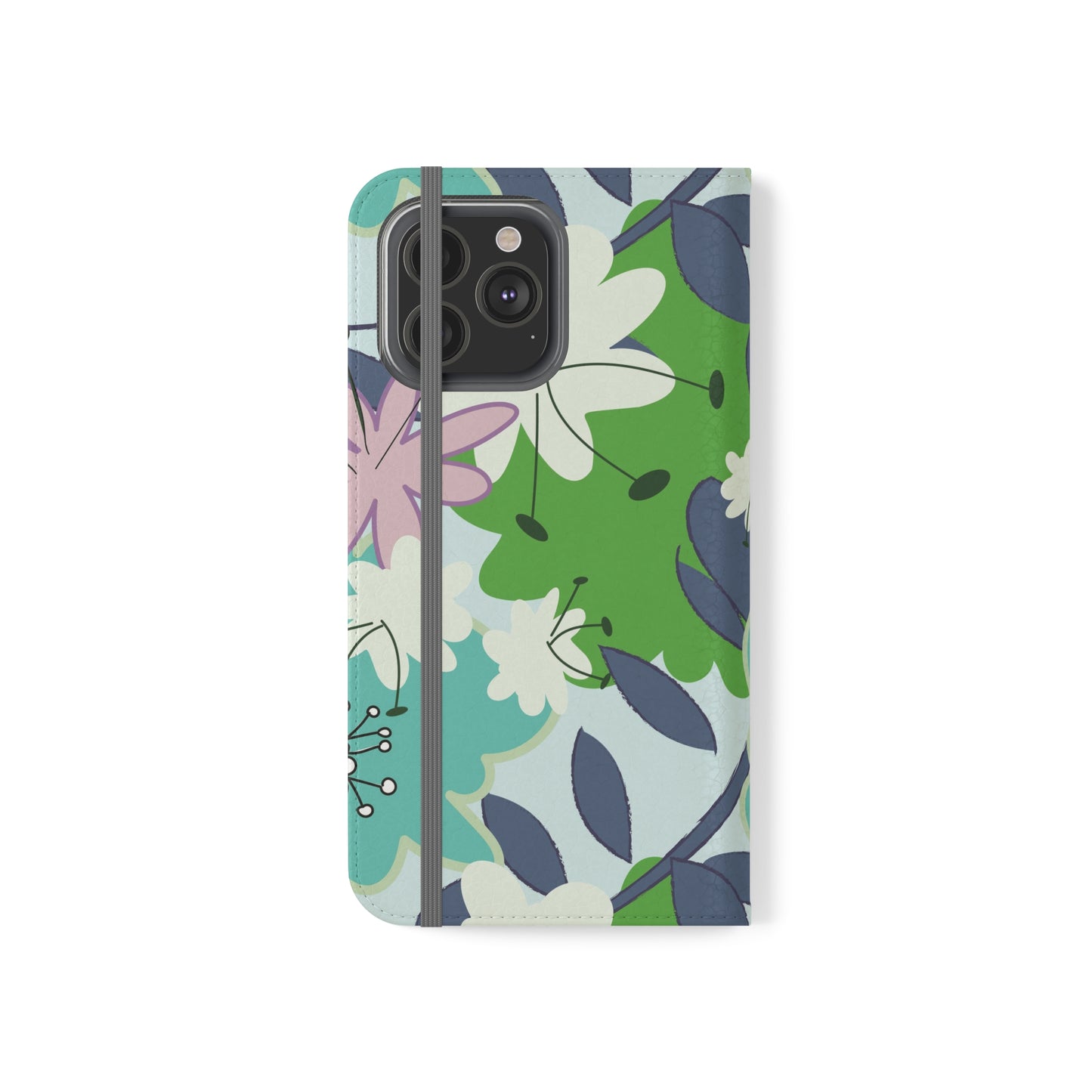 Mid Mod Floral in Blue and Green Flip Cases for iPhone