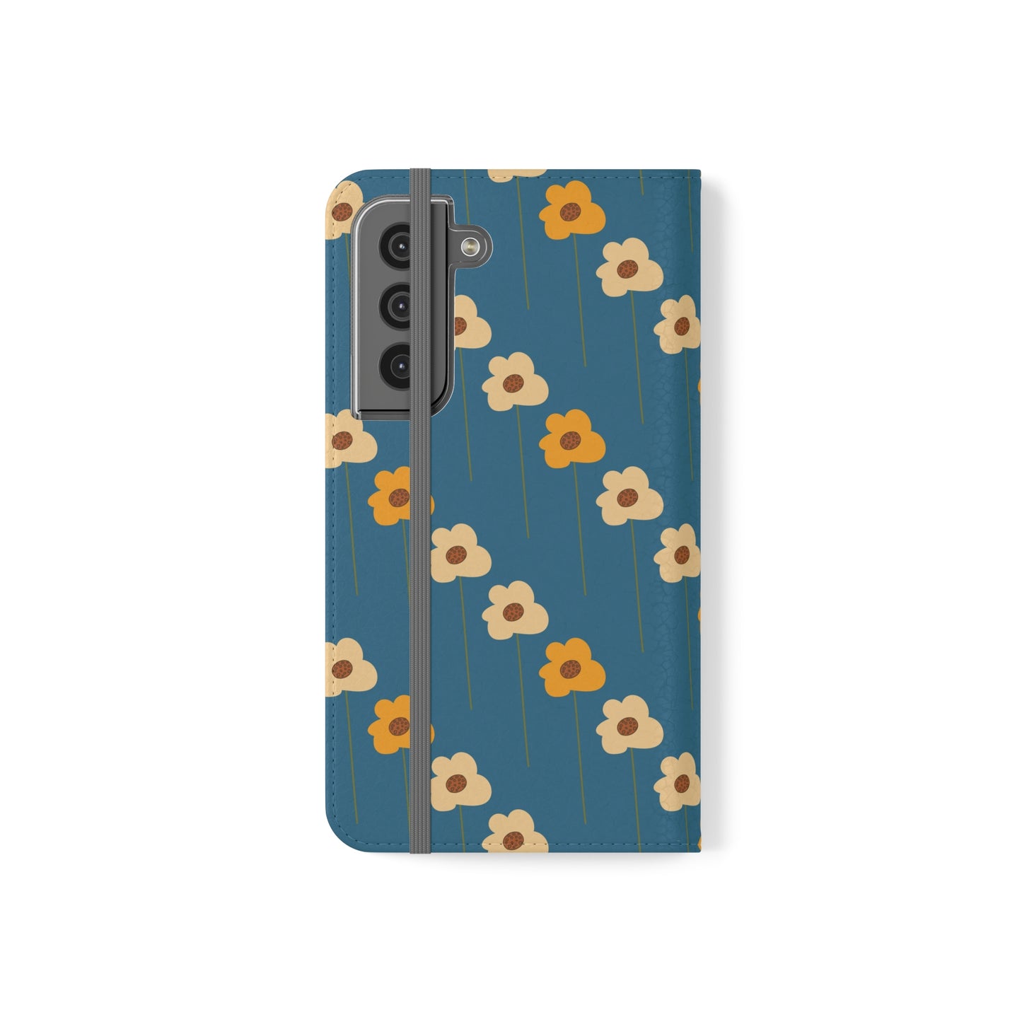 Yellow Wildflowers on Blue Flip Cases for Samsung