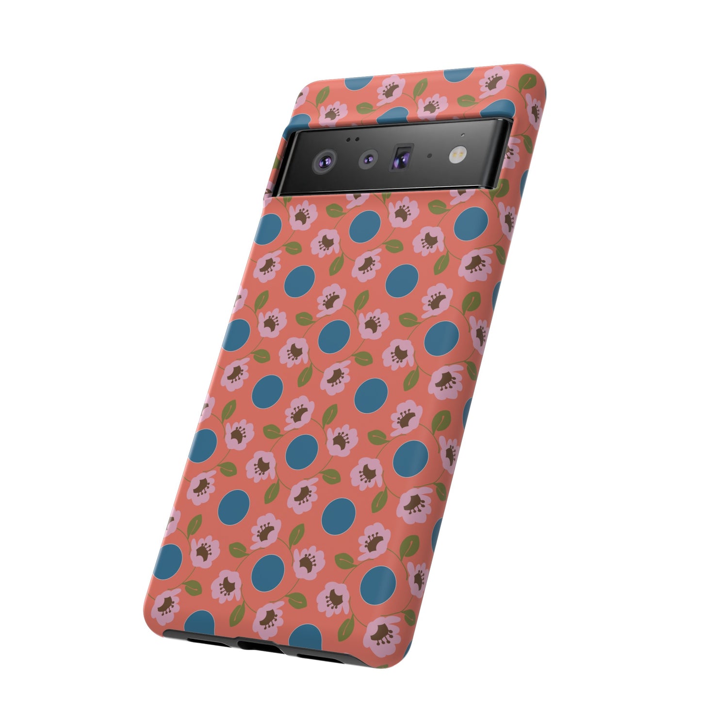 Wildflowers with Dots in Coral and Blue Tough Cases for Google Pixel