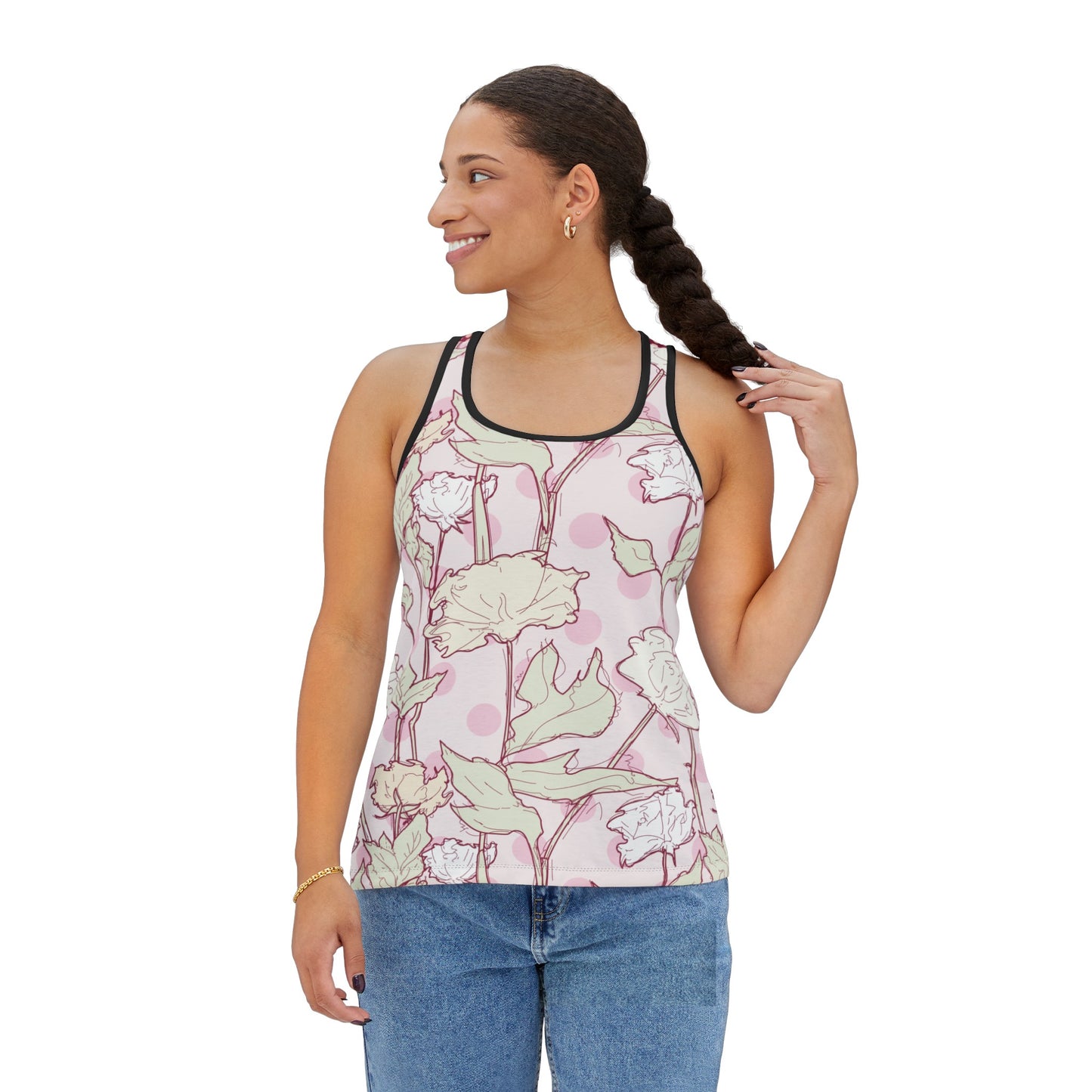 Roses and Dots in Pink Women's Tank Top