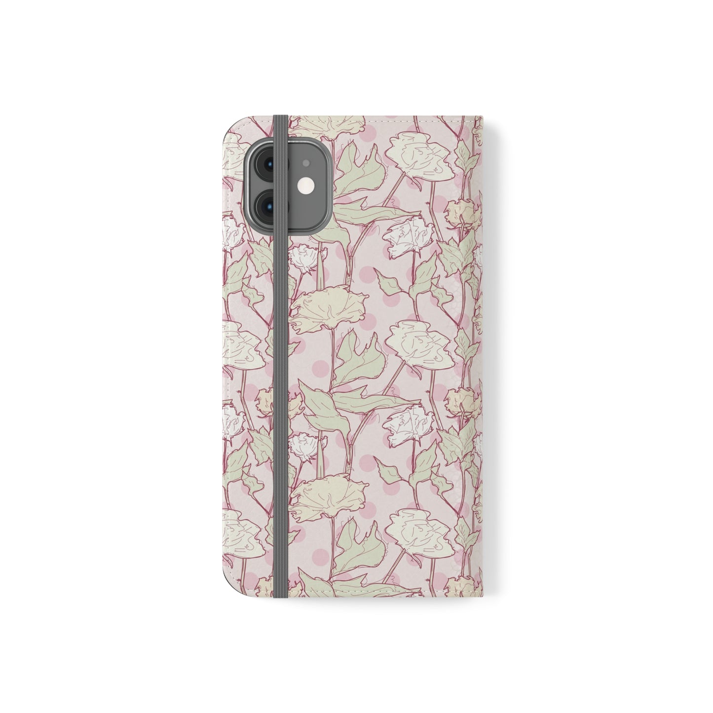 Roses and Dots in Pink Flip Cases for iPhone