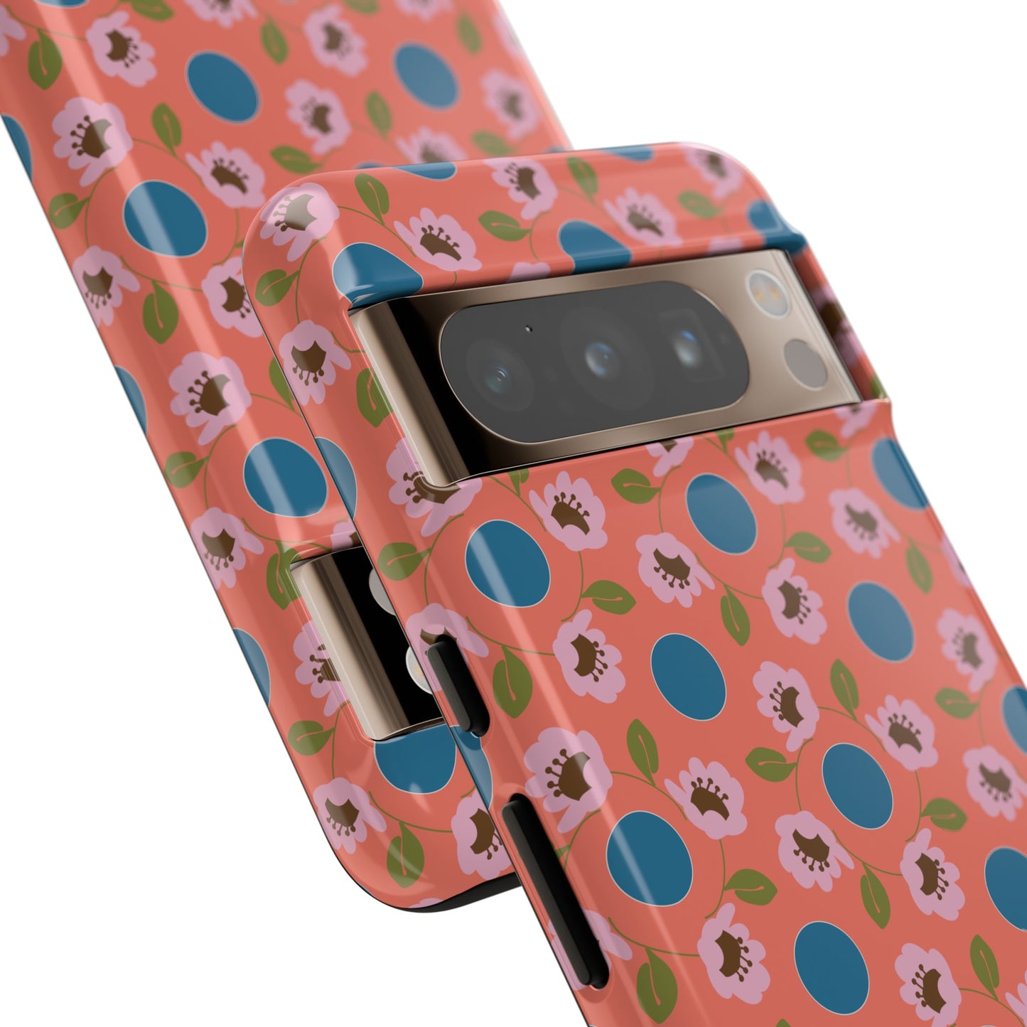 Wildflowers with Dots in Coral and Blue Tough Cases for Google Pixel