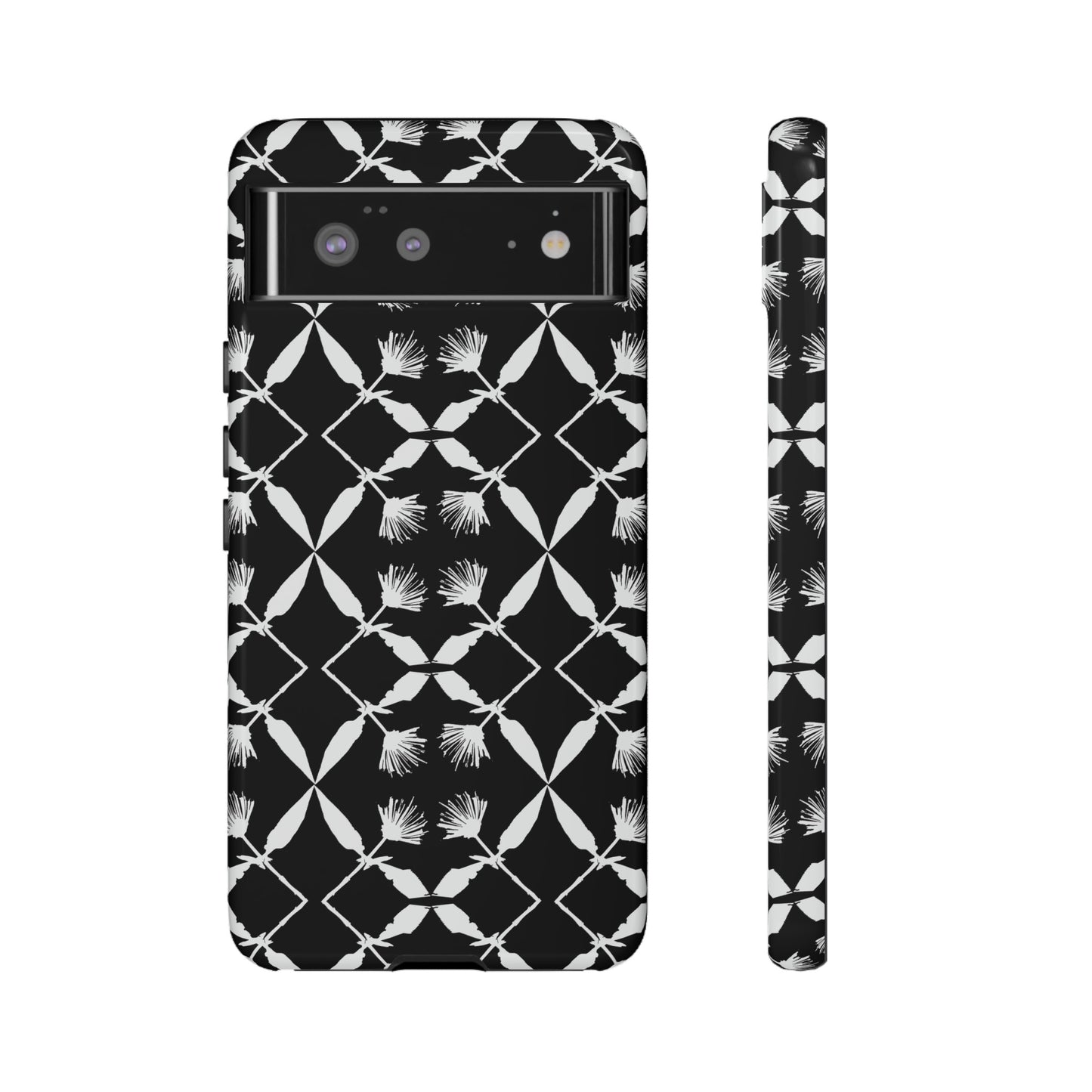 Black and White Floral Tough Cases for Google Pixel