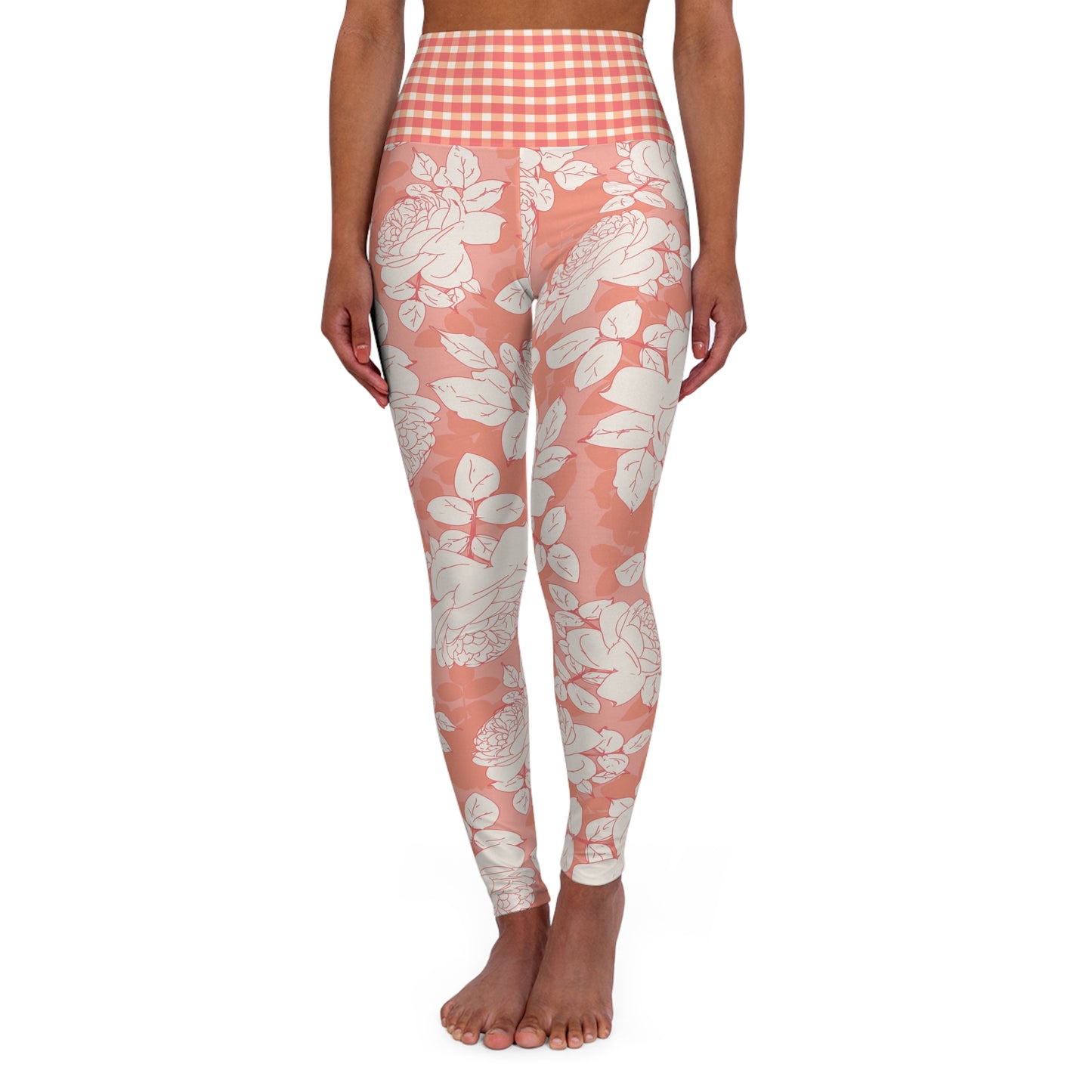 Peach and Cream RosesHigh Waisted Yoga Leggings