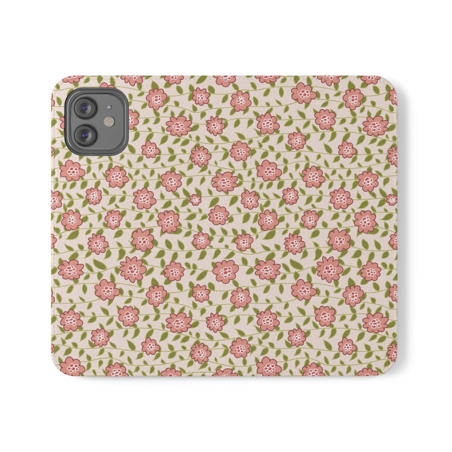 Coral Flowers on Cream Flip Cases for iPhone