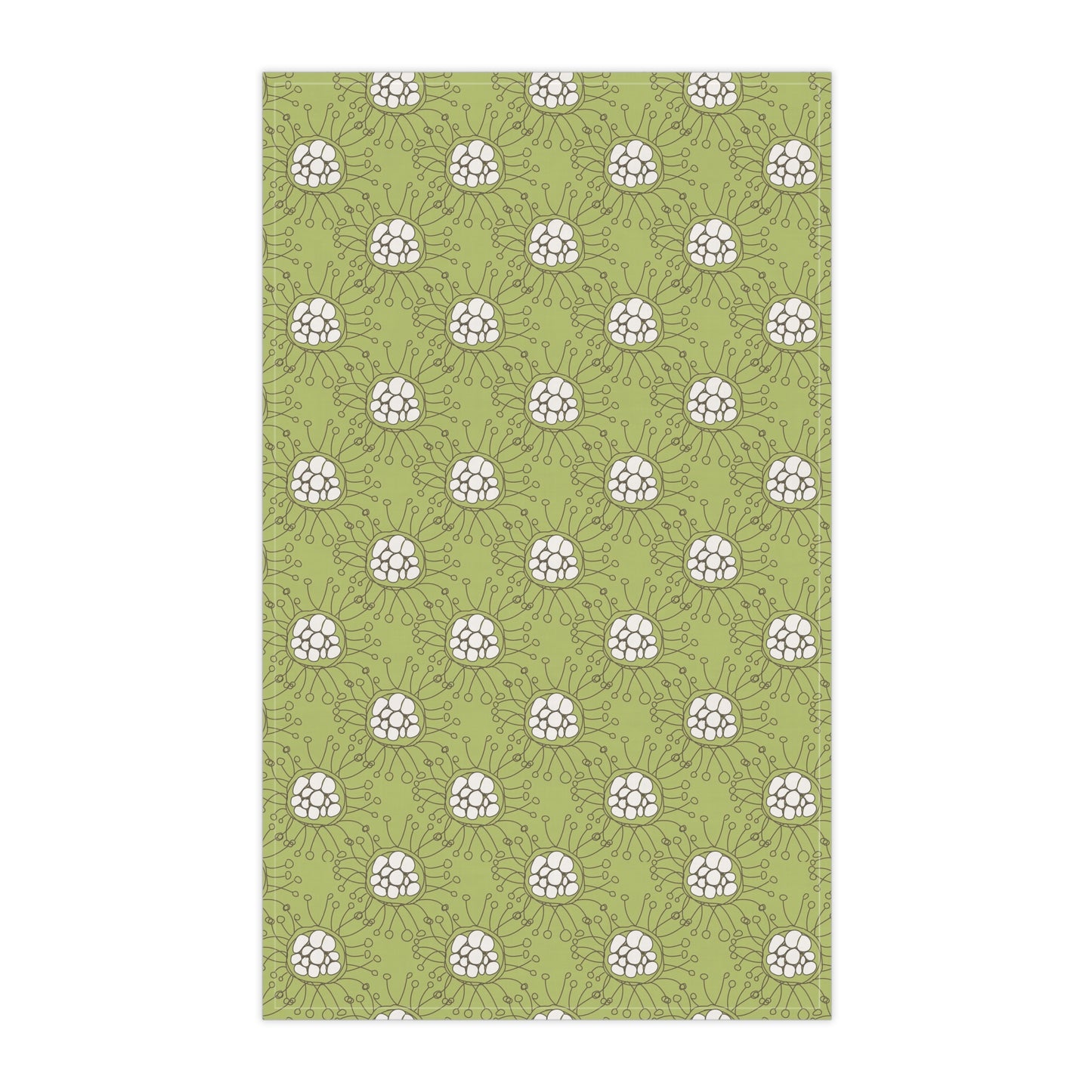 White Dots on Green  Kitchen Towel