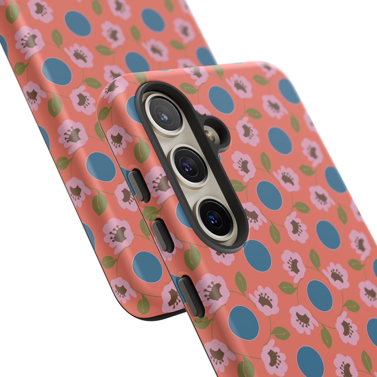 Wildflowers with Dots in Coral and Blue Tough Cases for Samsung