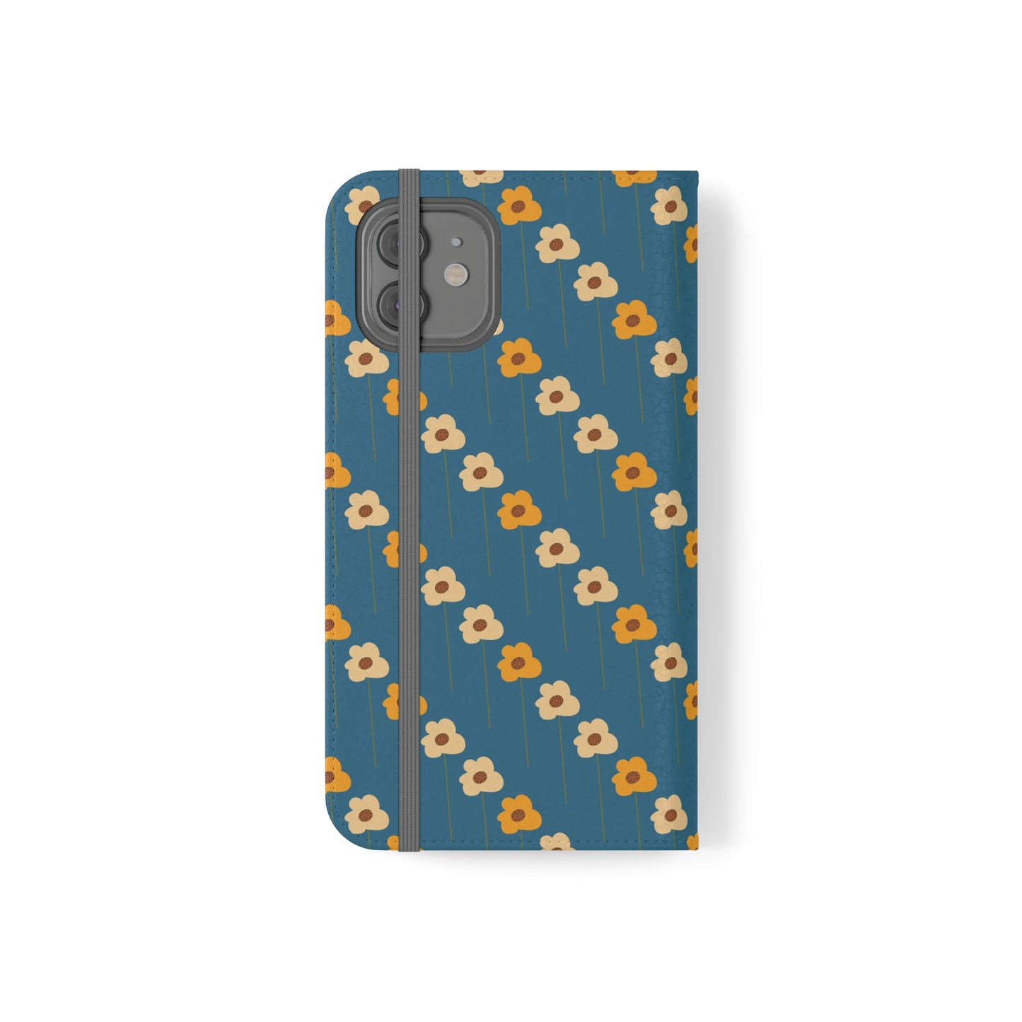 Yellow Wildflowers on Blue Flip Cases for iPhone