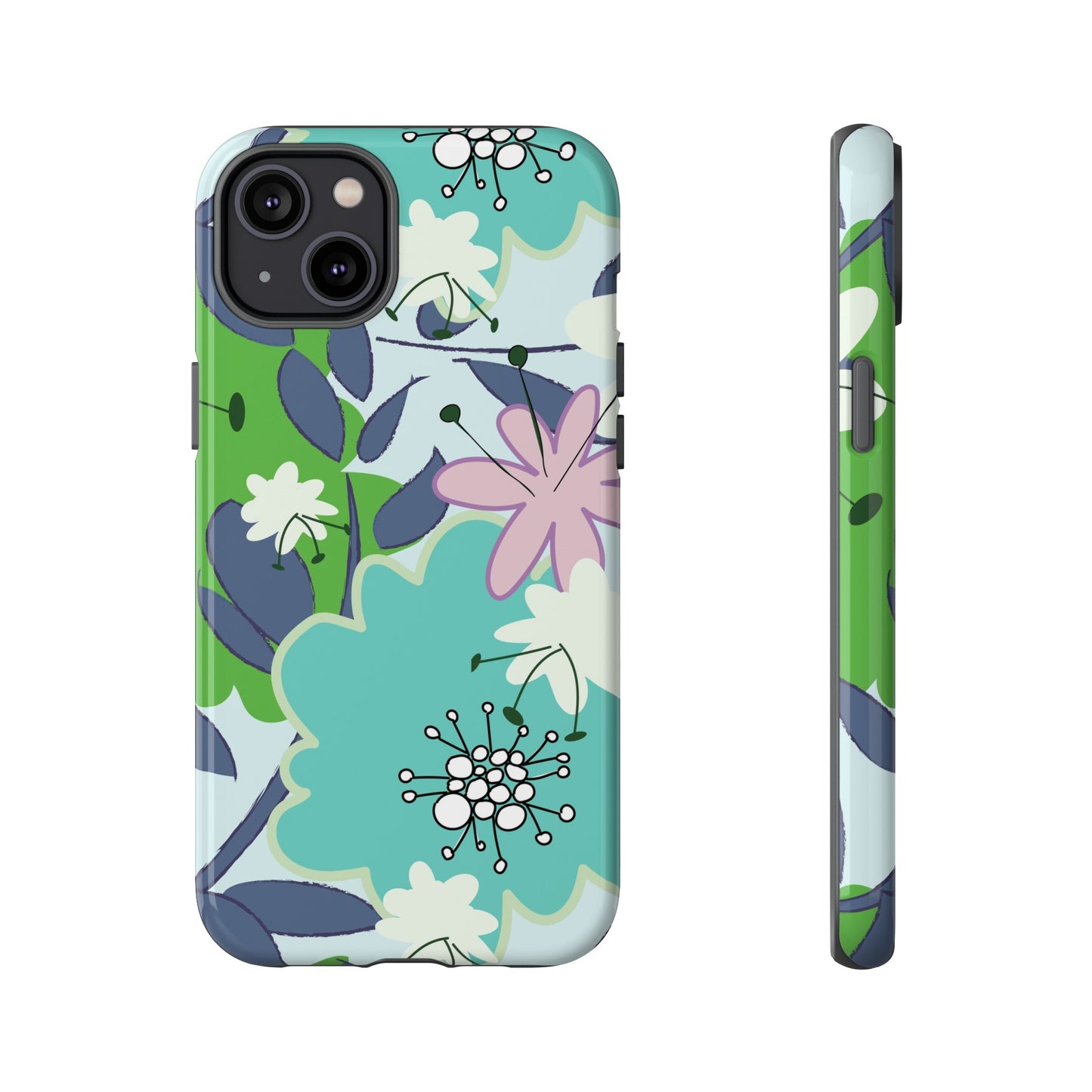 Mid Mod Floral in Blue and Green Tough Cases