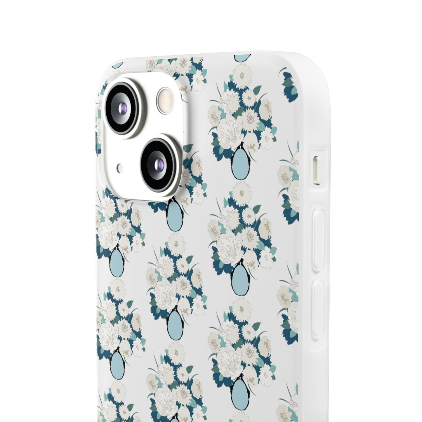 White Flowers in Vase Flexi Cases for iPhone