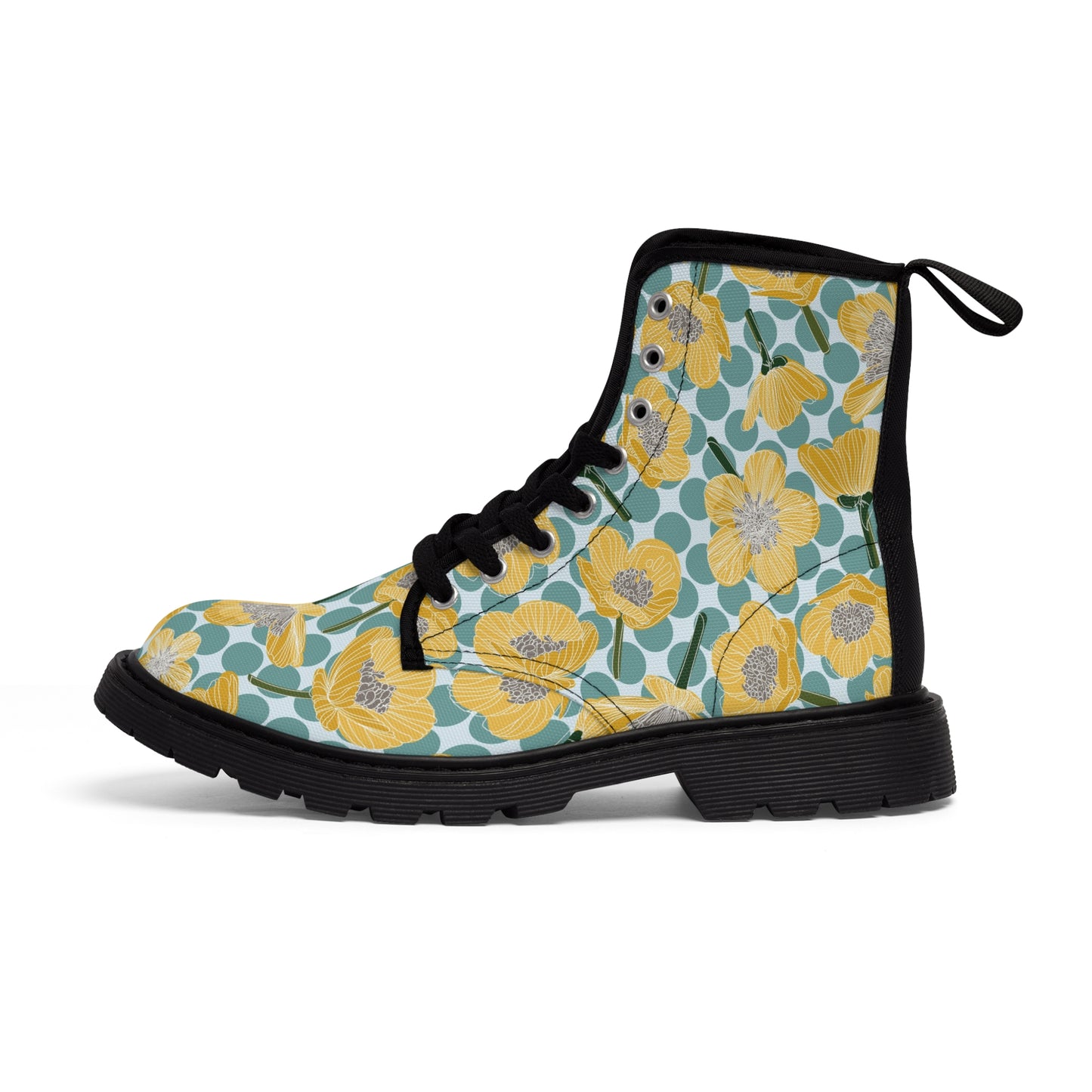 Buttercups and polka dots Women's Canvas Boots