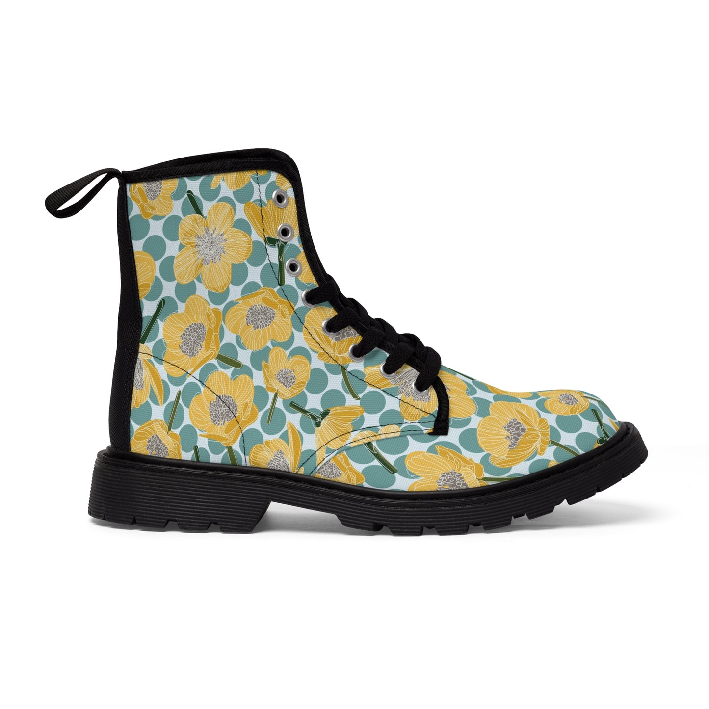 Buttercups and polka dots Women's Canvas Boots