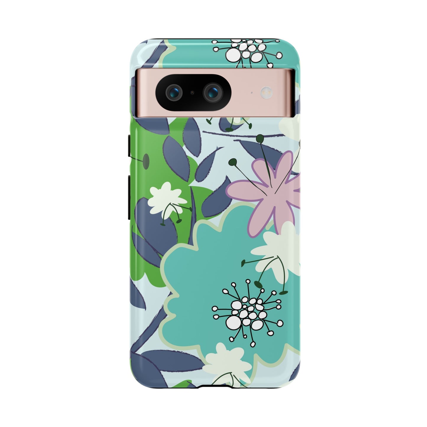 Mid Mod Floral in Blue and Green Tough Cases