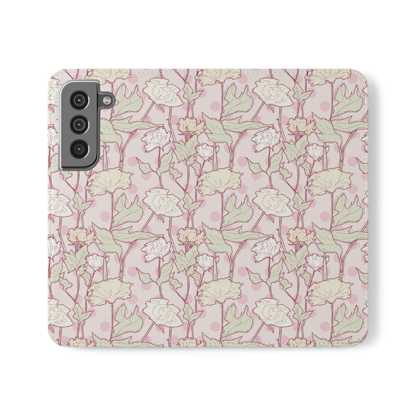 Roses and Dots in Pink Flip Cases for Samsung