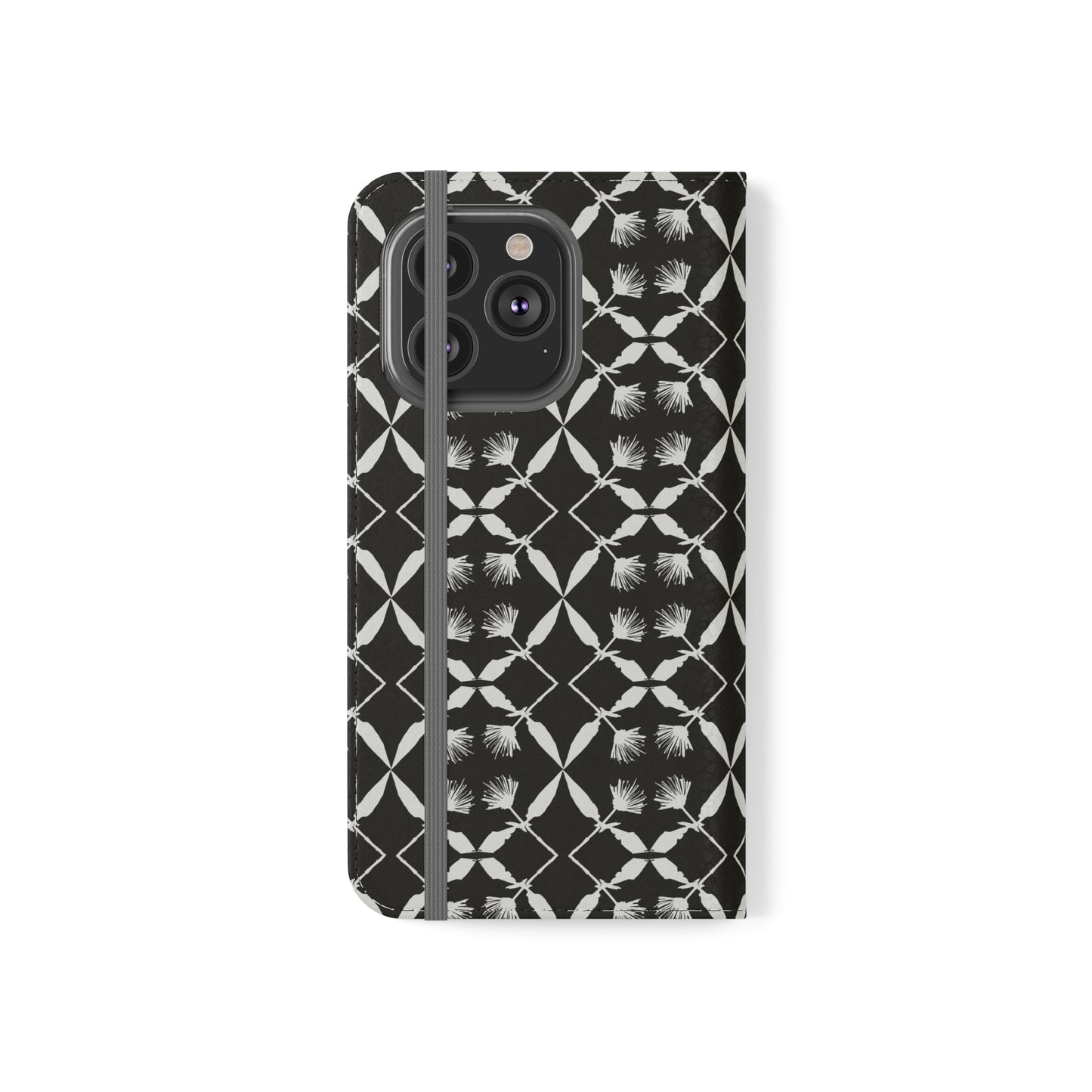 Black and White Floral Flip Cases for iPhone