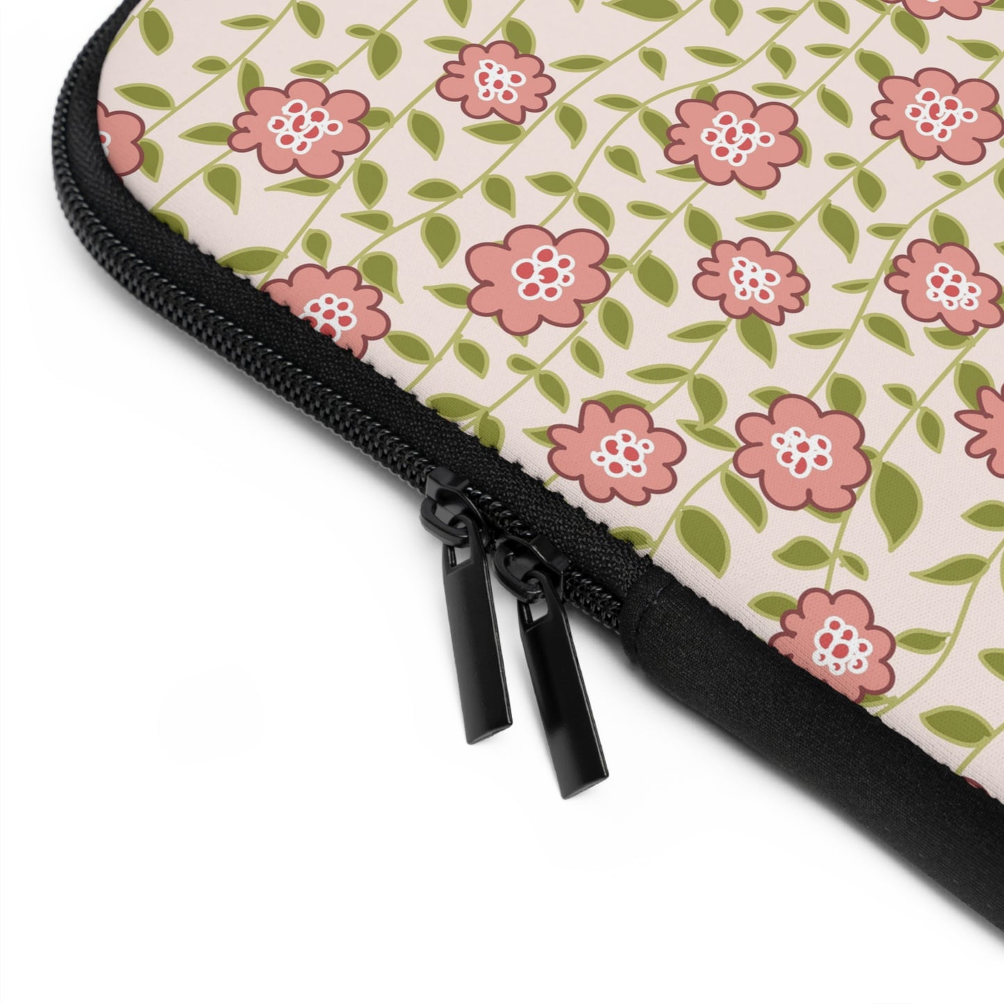 Coral Flowers on Cream Laptop Sleeve