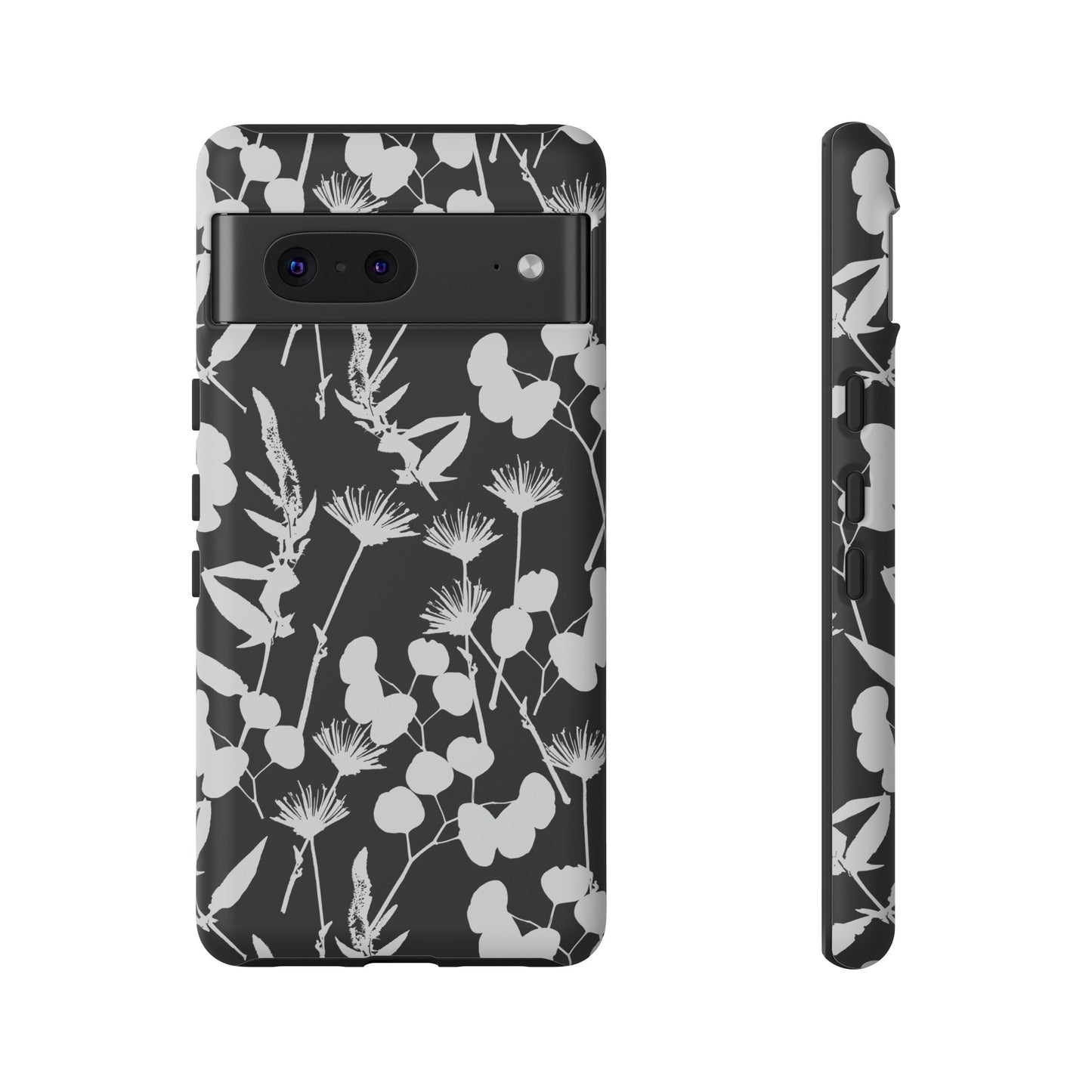 Black and White Floral Tough Cases for Google Pixel