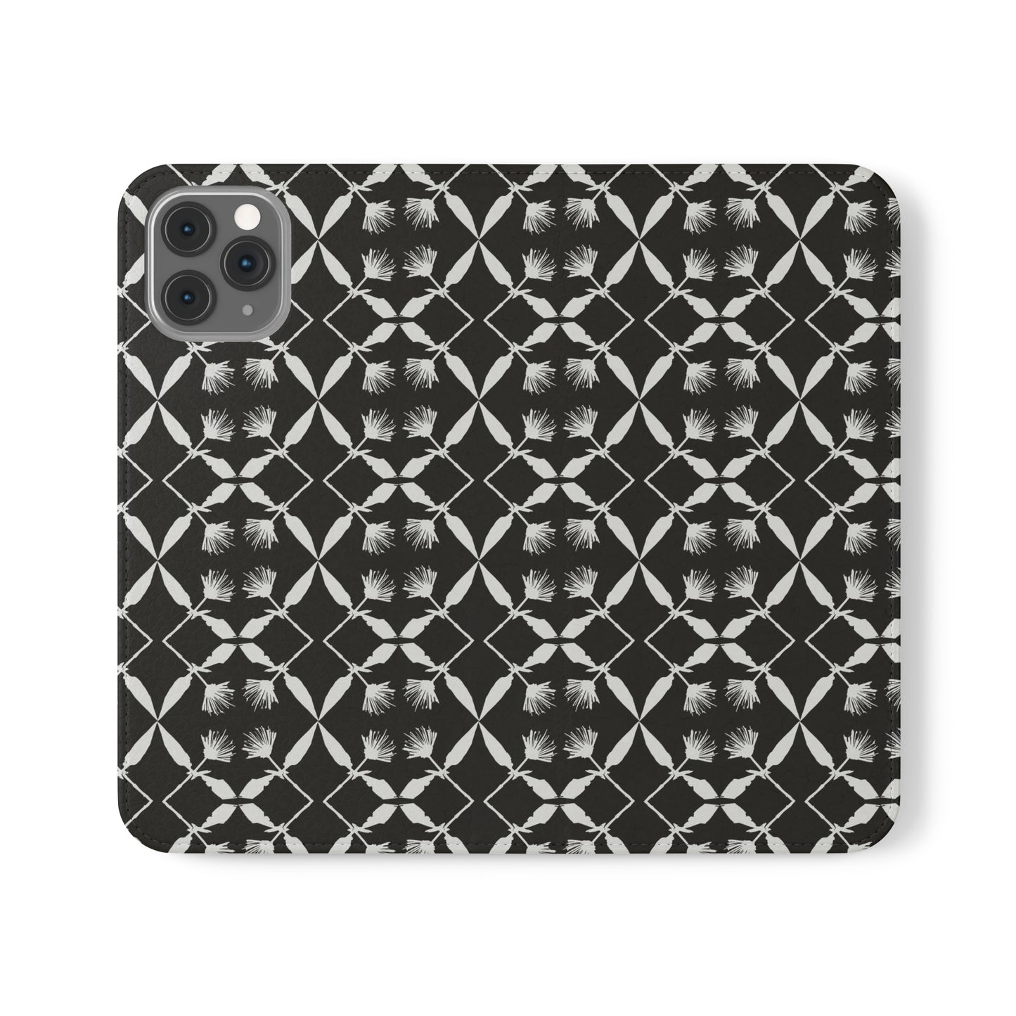 Black and White Floral Flip Cases for iPhone