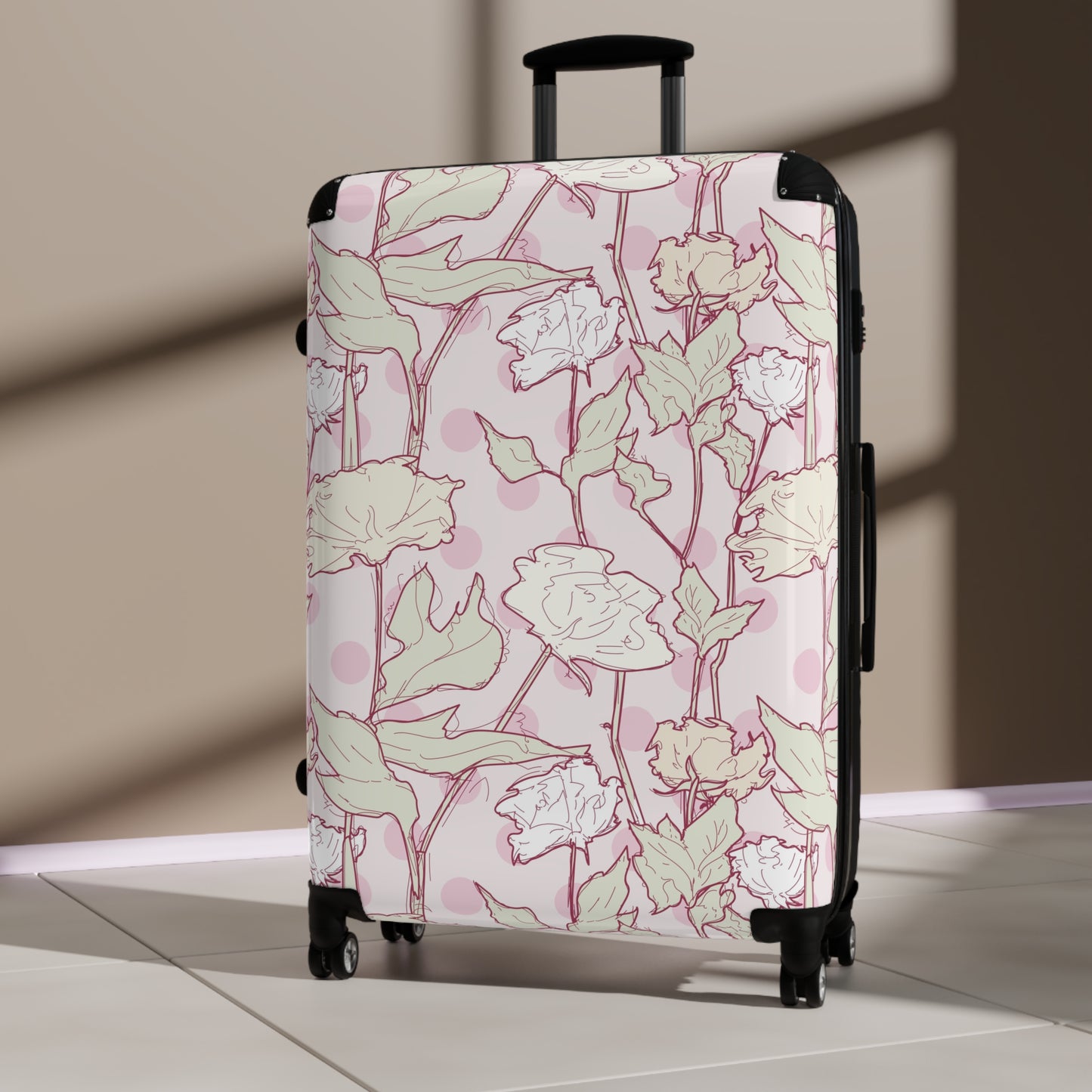 Roses and Dots in Pink Suitcase