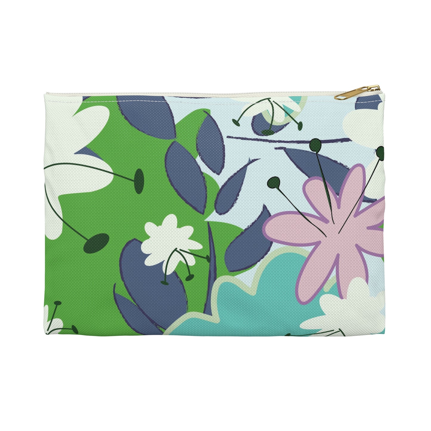 Mid Mod Floral in Blue and Green Accessory Pouch