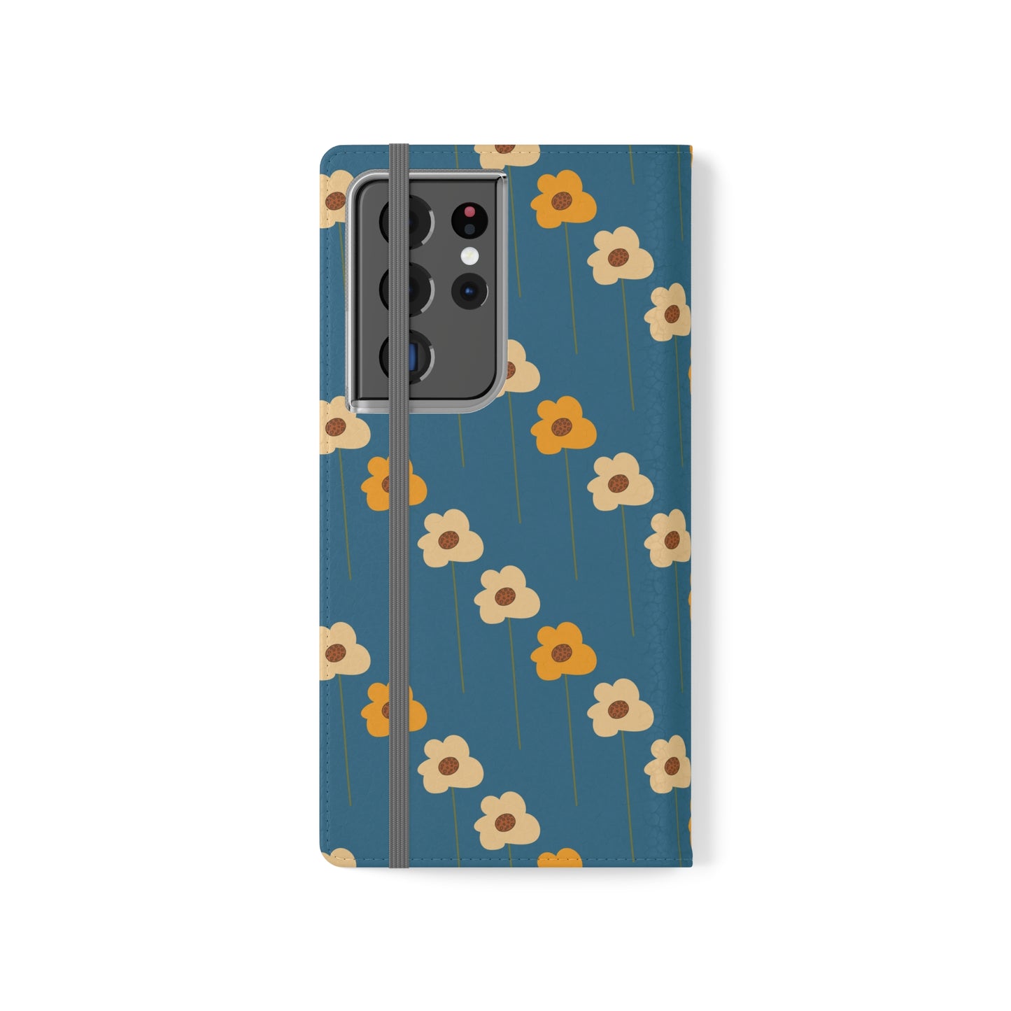 Yellow Wildflowers on Blue Flip Cases for Samsung