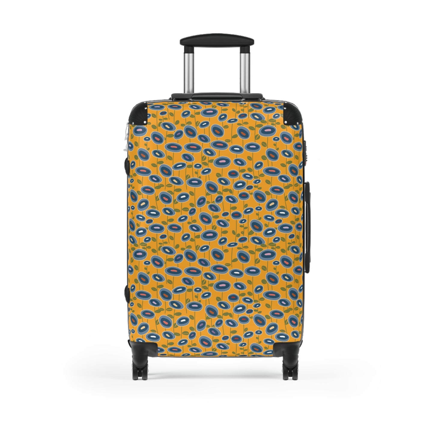 Blue Wildflowers on Yellow Suitcase