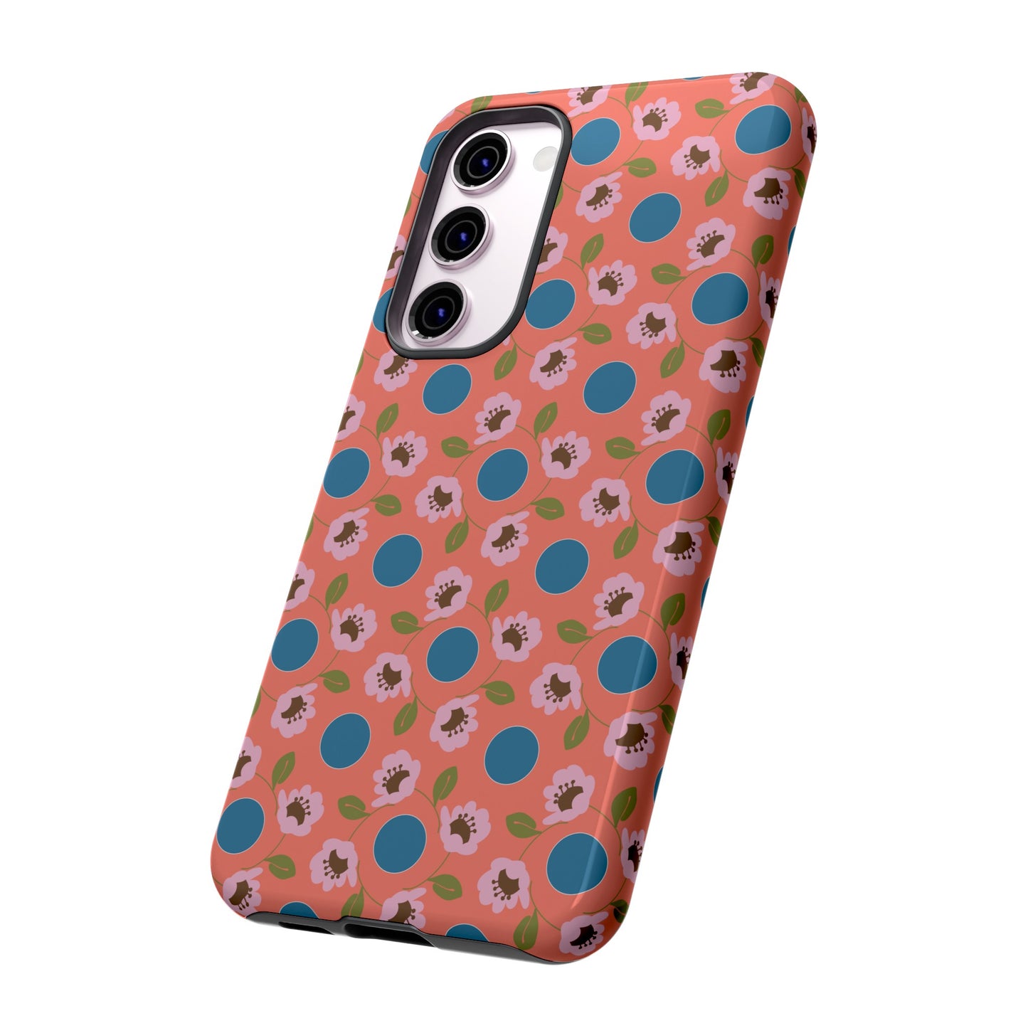 Wildflowers with Dots in Coral and Blue Tough Cases for Samsung