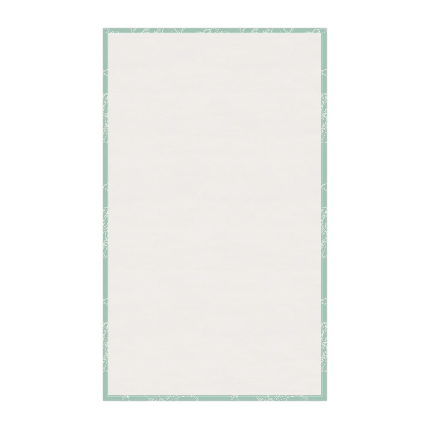 Cream Floral Outline on Aqua Kitchen Towel