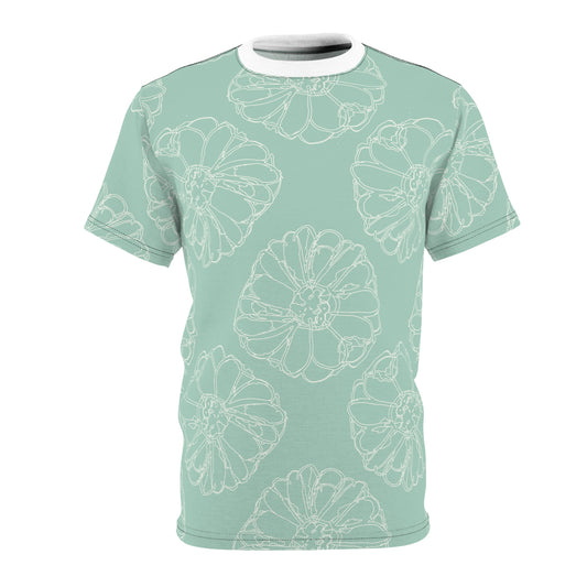 Flower Outline, Aqua and Cream Tee