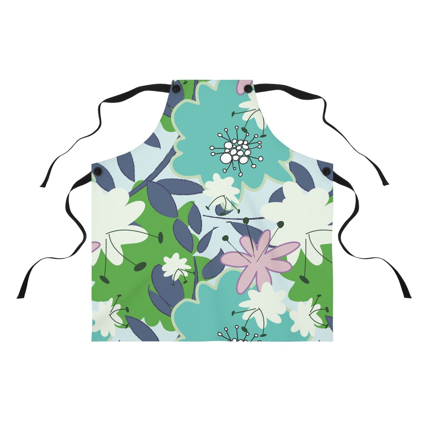 Mid Mod Floral in Blue and Green Apron