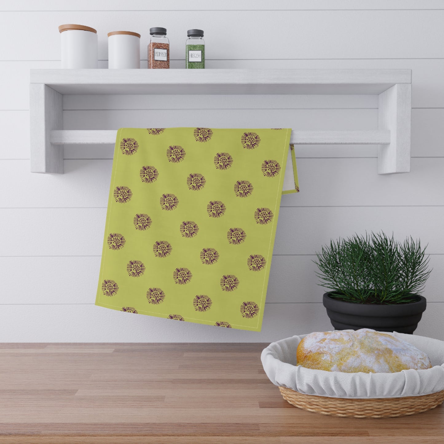 Dots on Bright Green Kitchen Towel