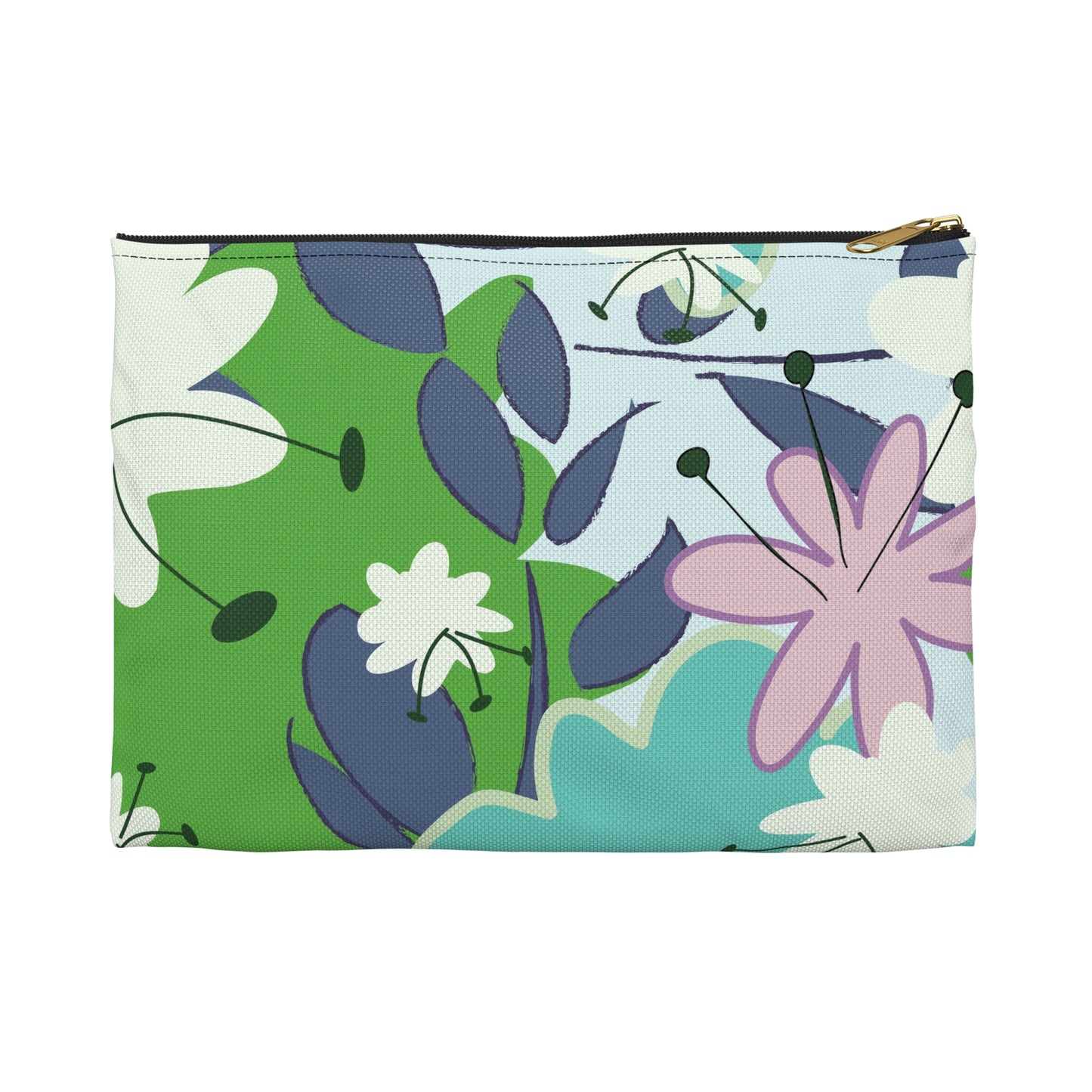 Mid Mod Floral in Blue and Green Accessory Pouch