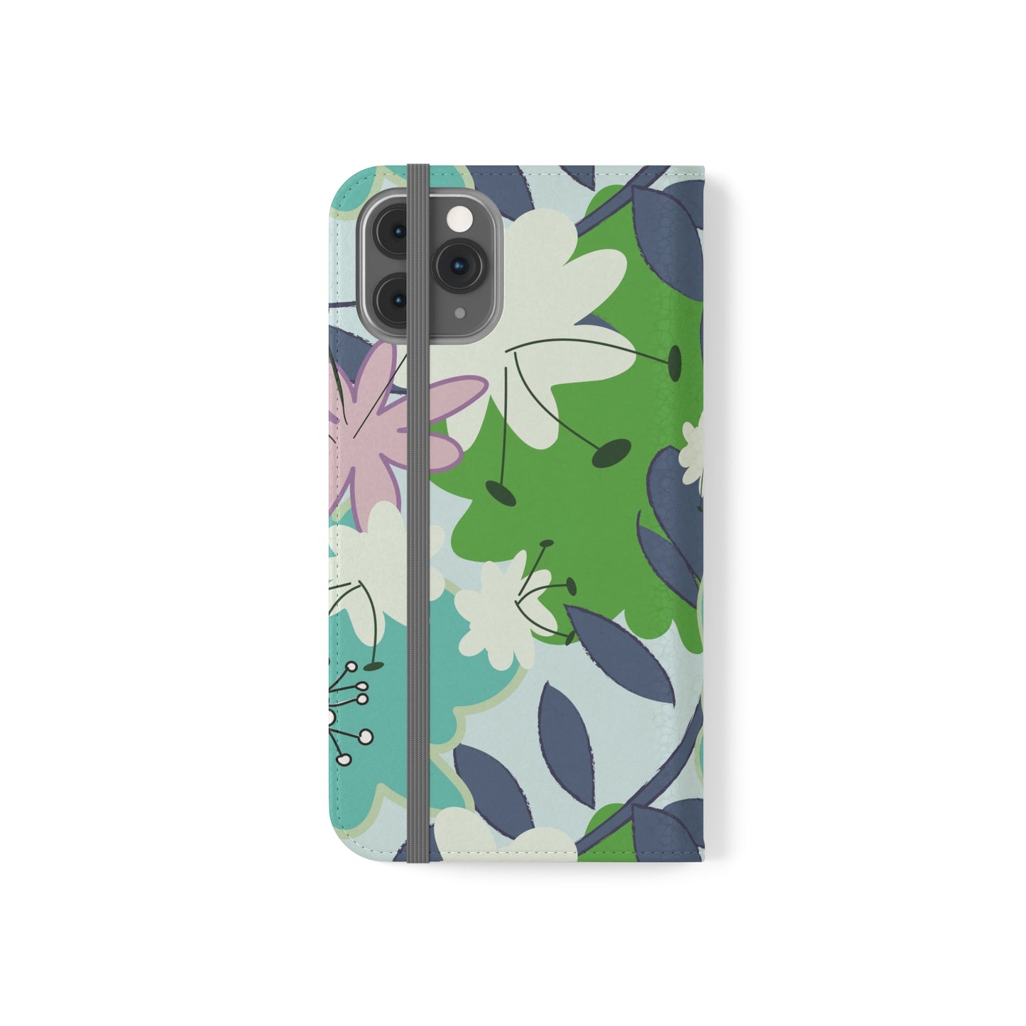 Mid Mod Floral in Blue and Green Flip Cases for iPhone