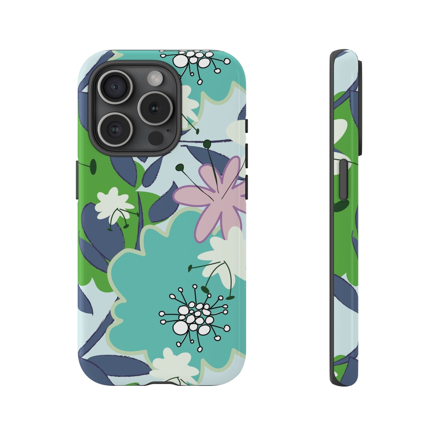 Mid Mod Floral in Blue and Green Tough Cases