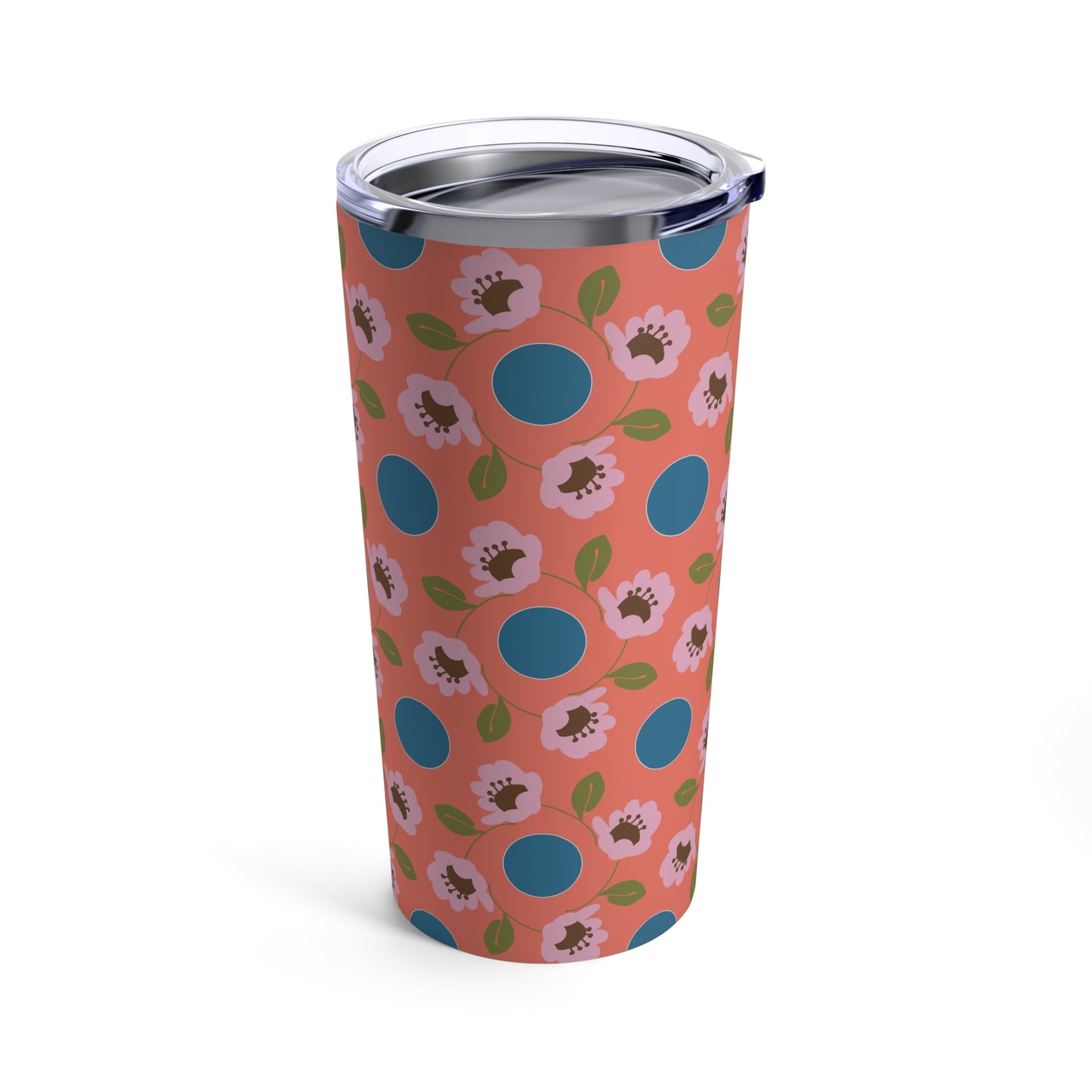 Wildflowers with Dots in Coral and Blue Tumbler 20oz