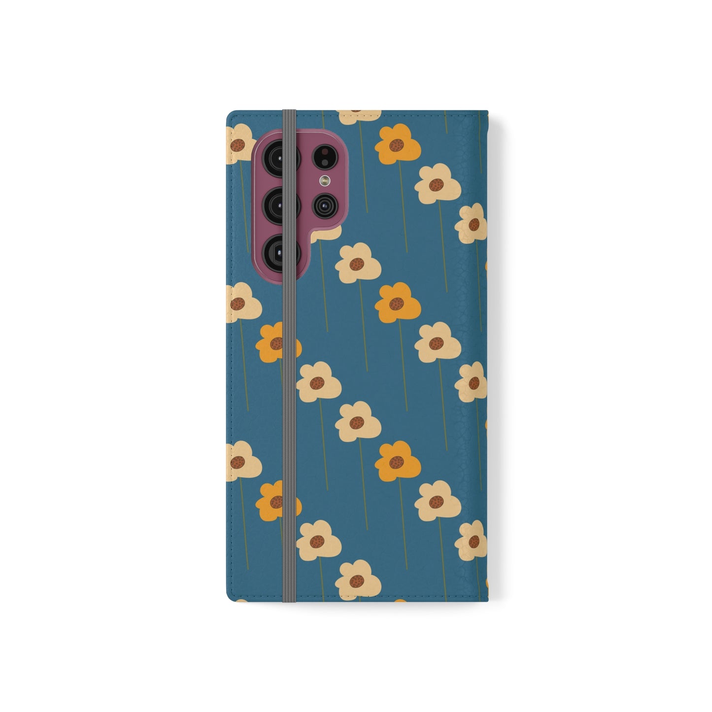 Yellow Wildflowers on Blue Flip Cases for Samsung