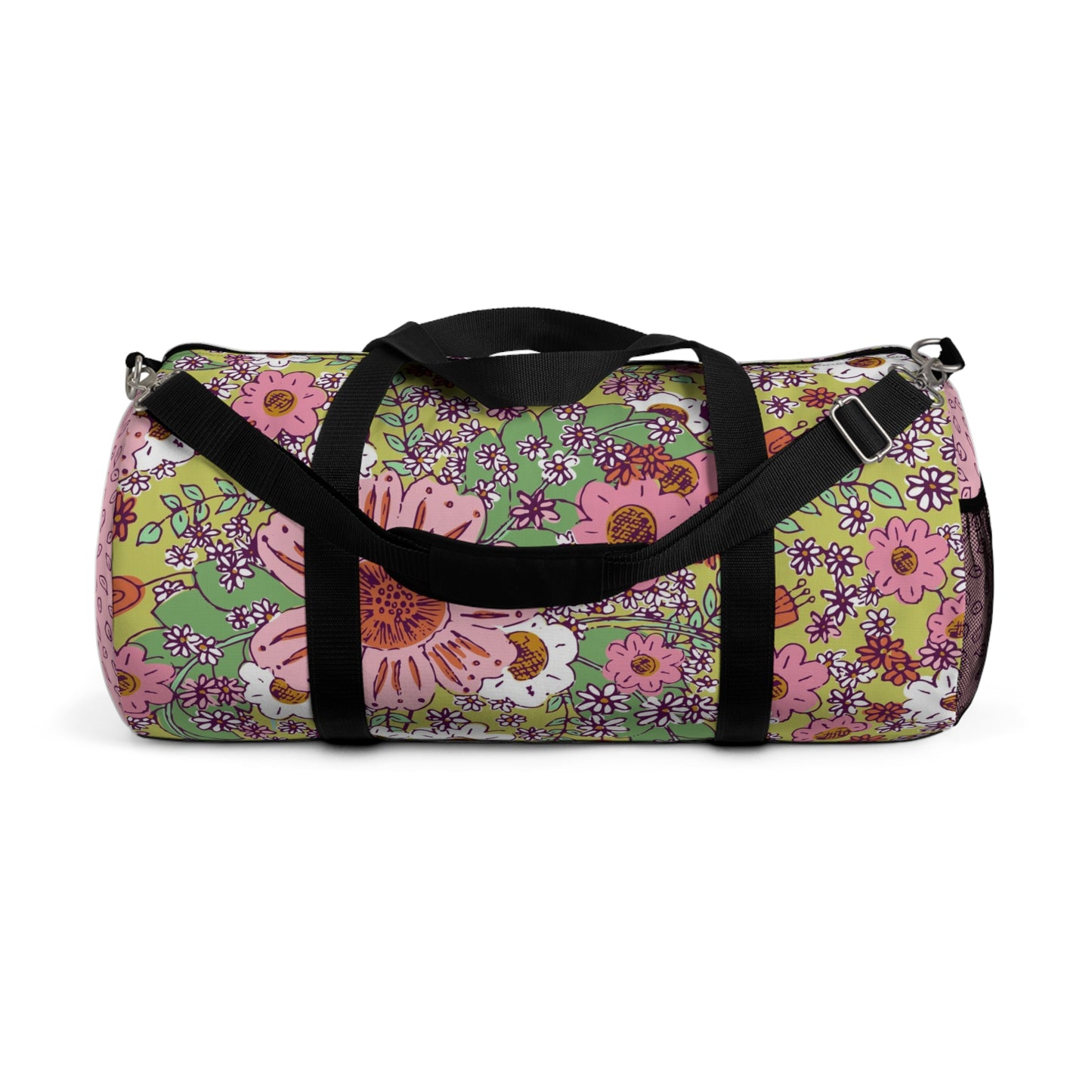 Cheerful Watercolor Flower on Bright Green Duffel Bag