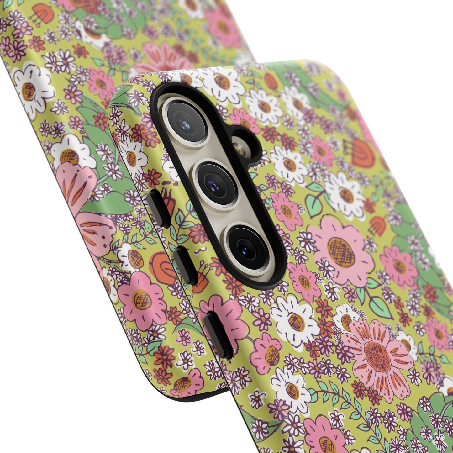 Cheerful Watercolor Flowers on Bright Green Tough Cases for Google Pixel